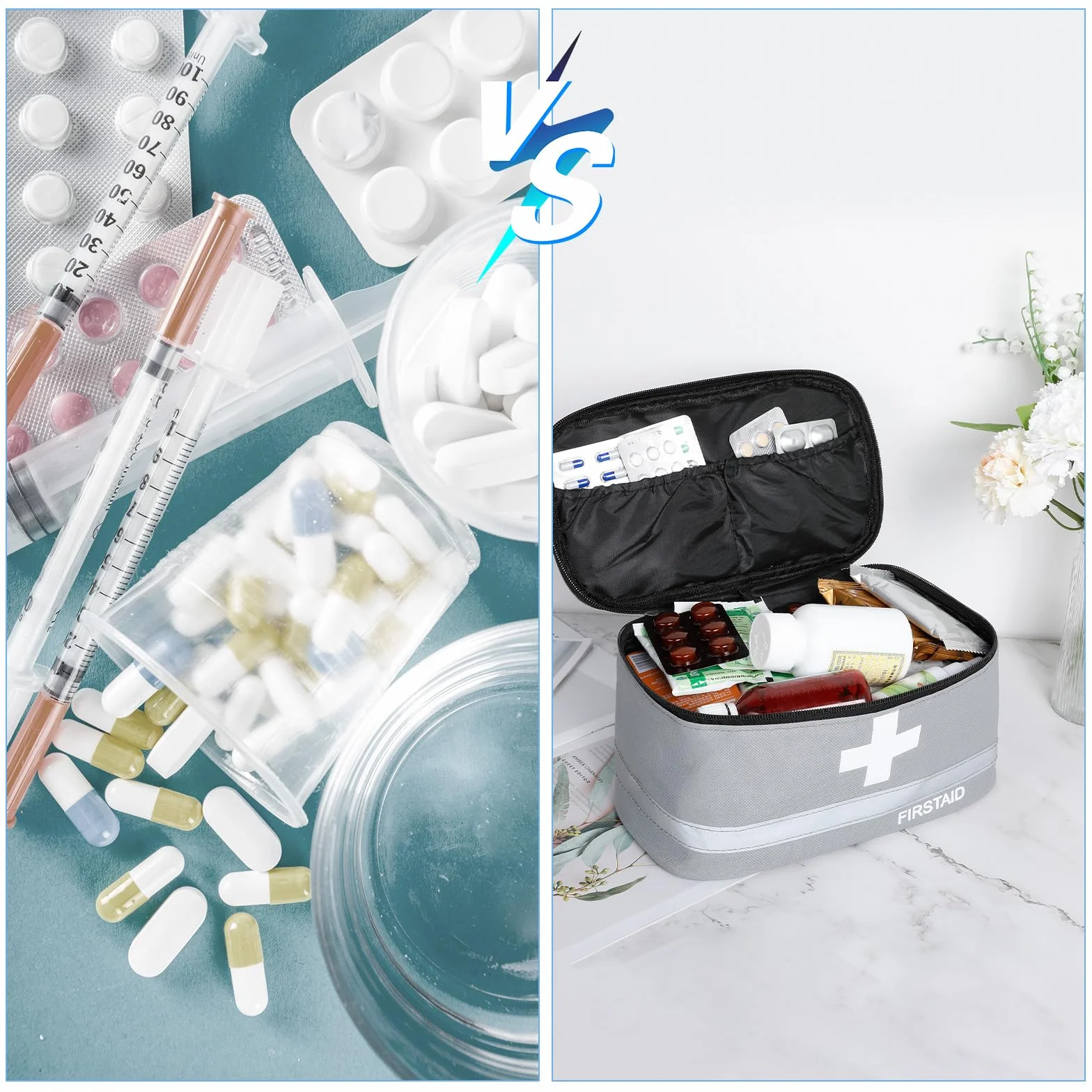 Cozary 2 Pezzi Kit Pronto Soccorso Vuota, Cassetta Pronto Soccorso Impermeabile, Porta Medicine da Viaggio