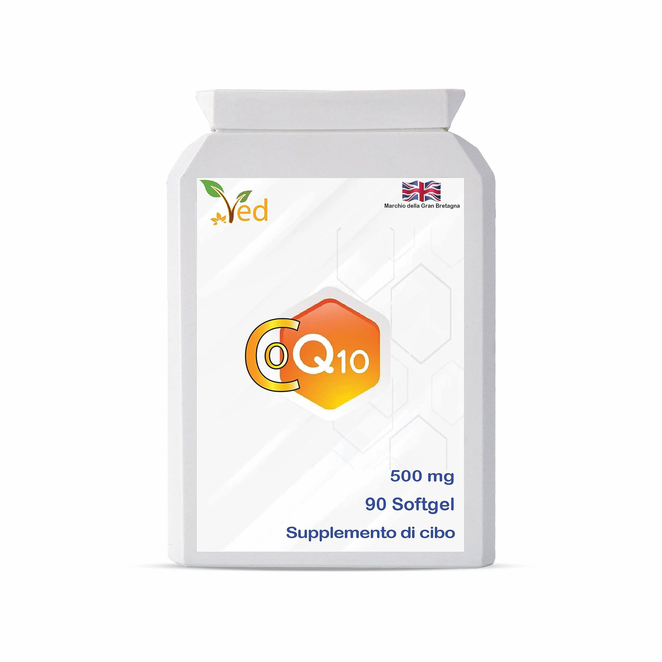 CoQ10 500 mg | Coenzima Q10 | Massima forza | Coenzima Ubichinone fermentato naturalmente | Formula naturale superiore | 500mg 90 Softgel di VED