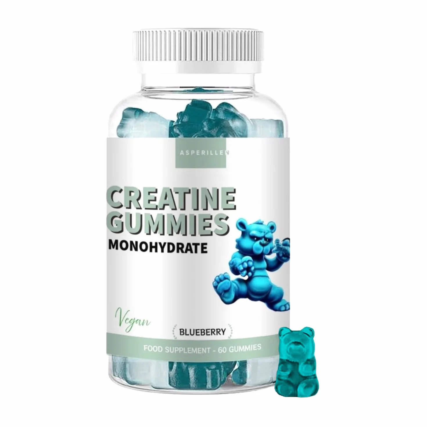 Creatina Monoidrata in Gommose Gusto Mirtillo - 100% Creatina Monoidrato per Prestazioni Fisiche e Potenza Muscolare - Vegano, Senza Glutine, Senza OGM, 60 Unità - Creatine Gummies