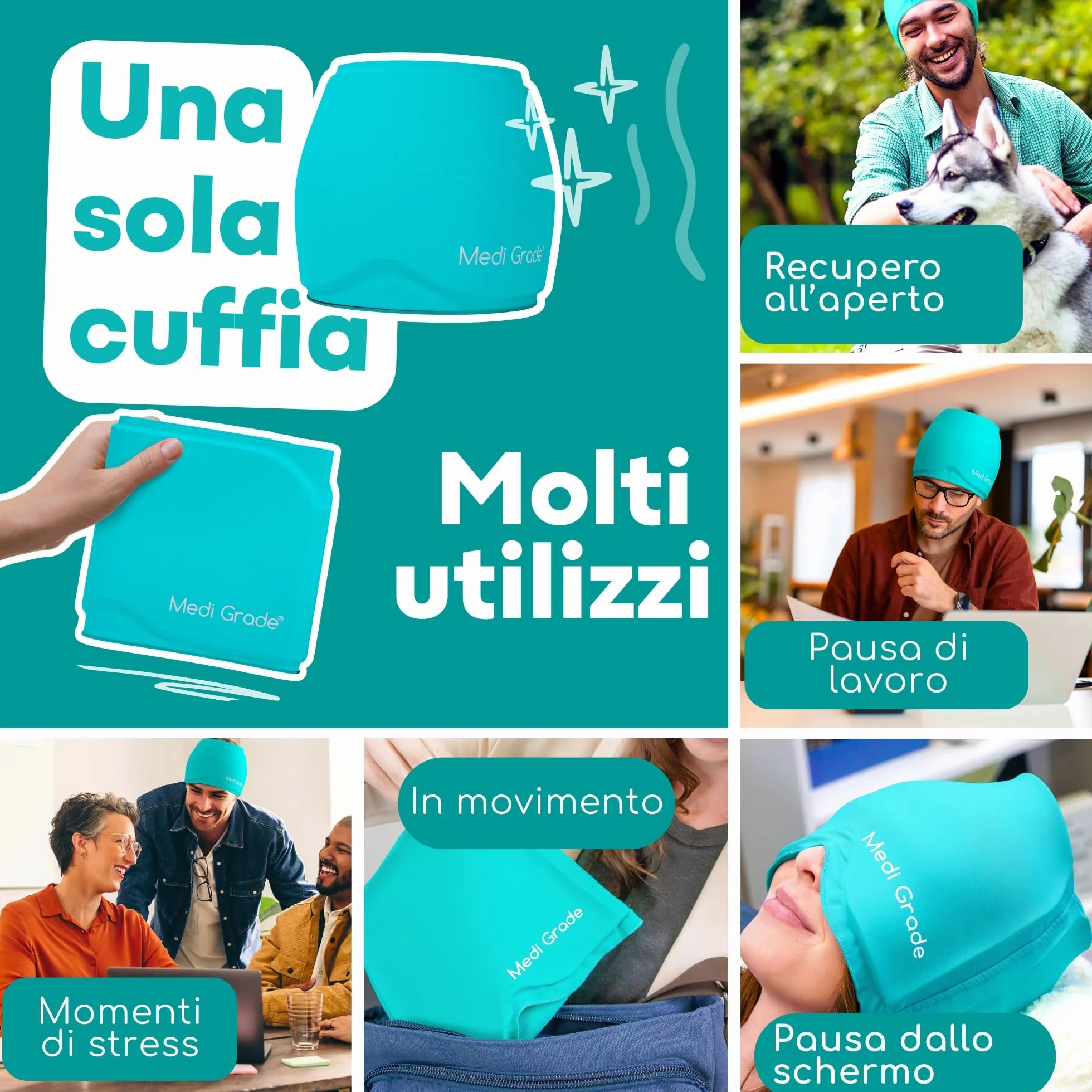 Medi Grade Cuffia in Gel per Emicrania Cappello Rinfrescante Terapia del Freddo Maschera Mal di Testa