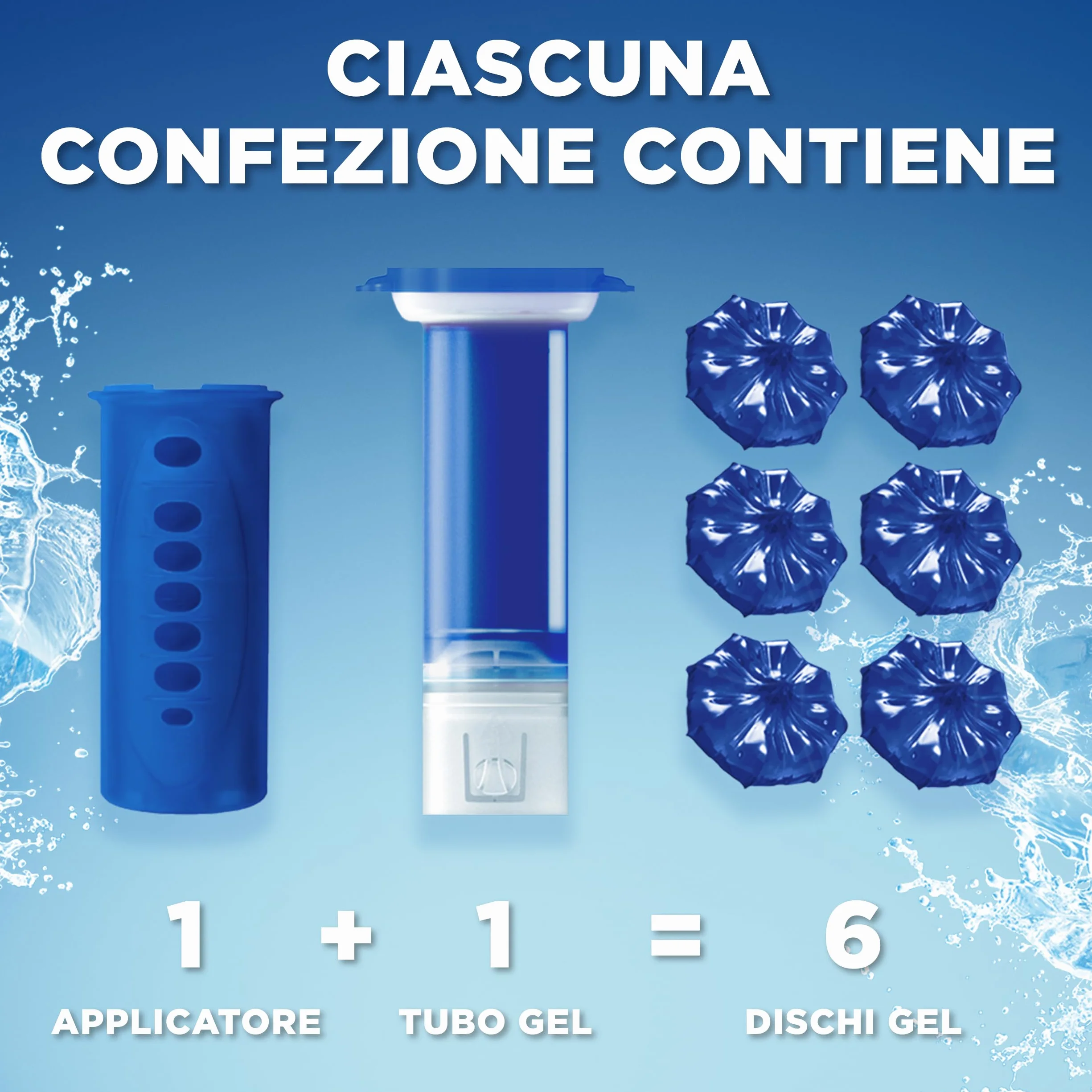Duck Fresh Discs Blue- Base per Dischi Gel Igienizzanti WC, Colora l'acqua di blu ad ogni risciacquo - Confezione da 1 Applicatore e 6 Dischetti