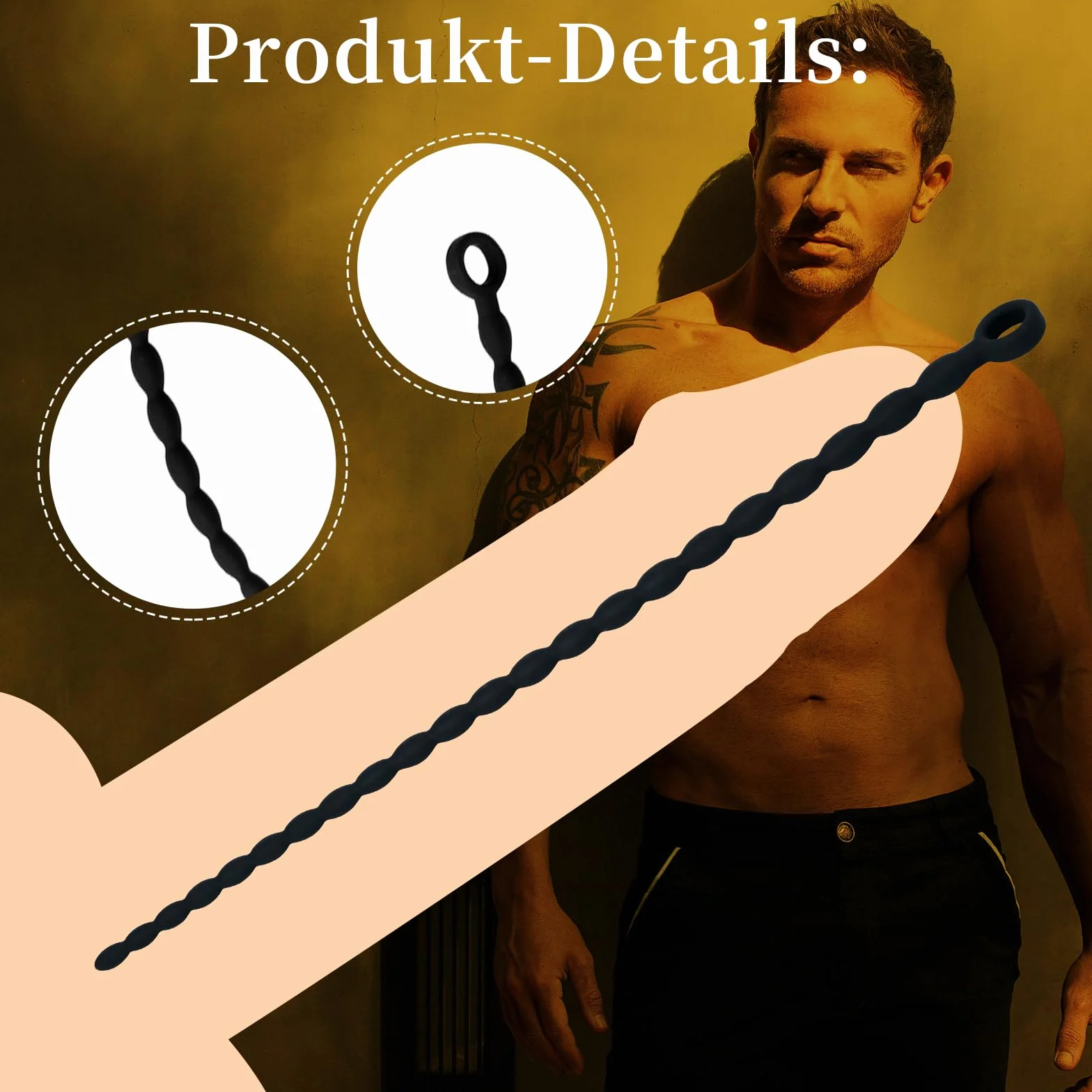 Dilatatori per Uomo Perline in Silicone Extra Lungo Plug per il Pene con Anello Glande Catetere Uretra Uomo SM Masturbatore per Massaggio Prostatico (L)