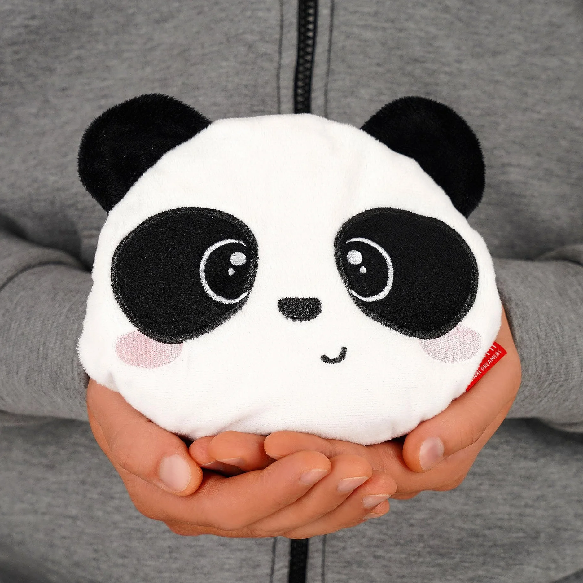 Legami - Mini Cuscino Termico con Semi di Lino, Warm Cuddles, in Semi di Lino, Profumo di Lavanda, Poliestere e Cotone, Dona Relax, Tema Panda, Uso in Microonde o in Frigo, 18 x 19 x 2,5 cm