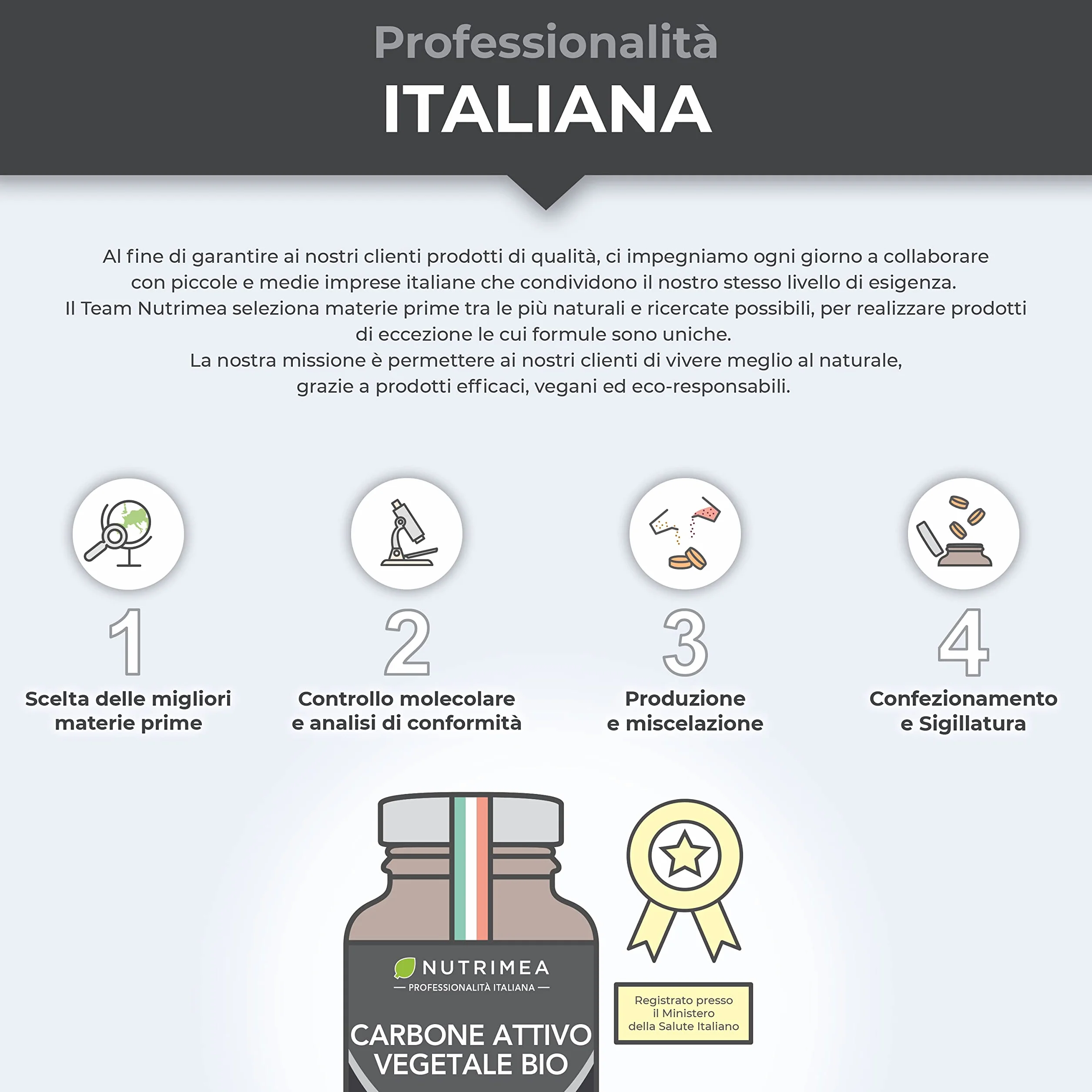Nutrimea Carbone Attivo Vegetale Biologico 60 Capsule Integratore Contro Gonfiore Addominale