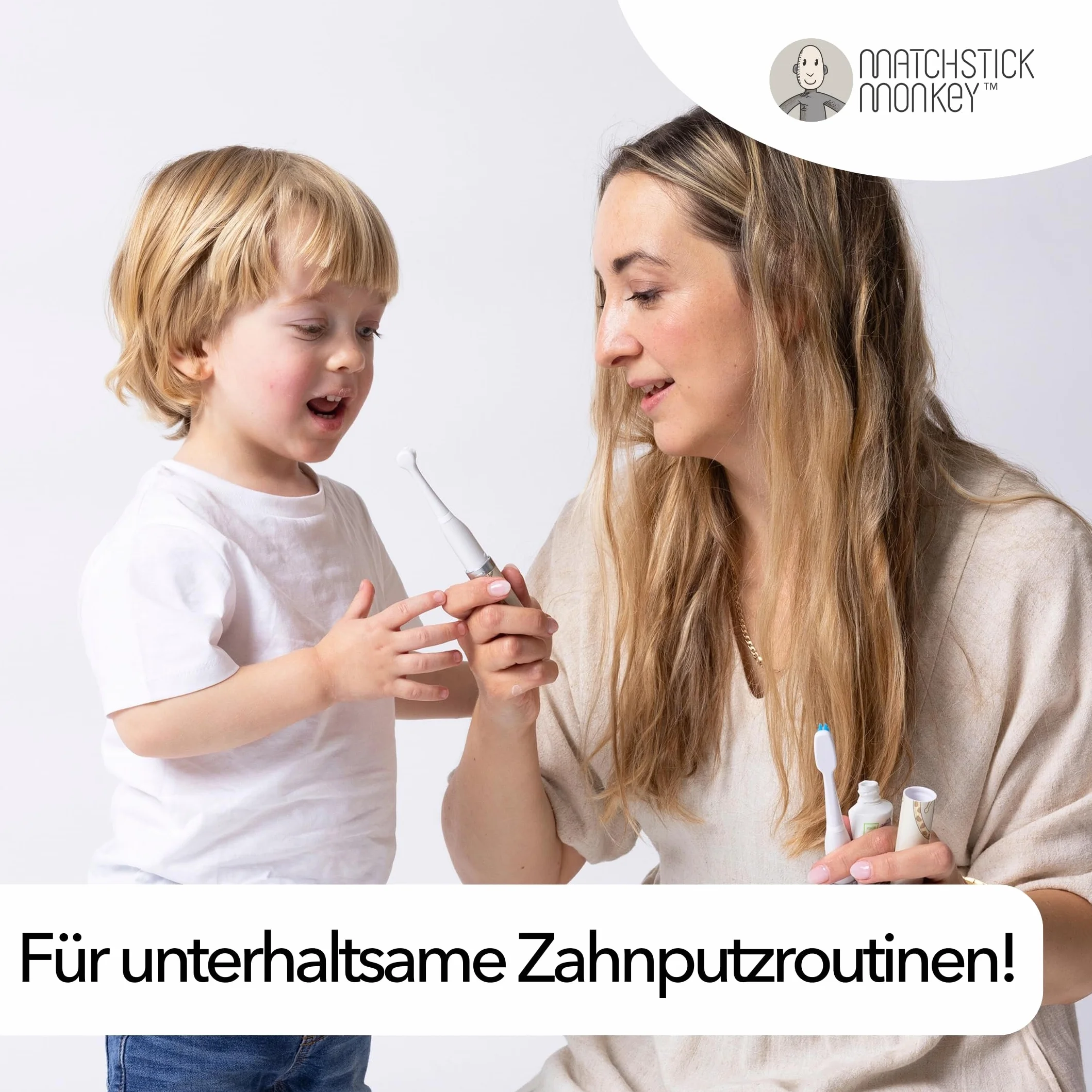 Matchstick Monkey Baby Electric Sonic Toothbrush, Antimicrobial Protection, Suitable from 3 Months, Dusty Pink