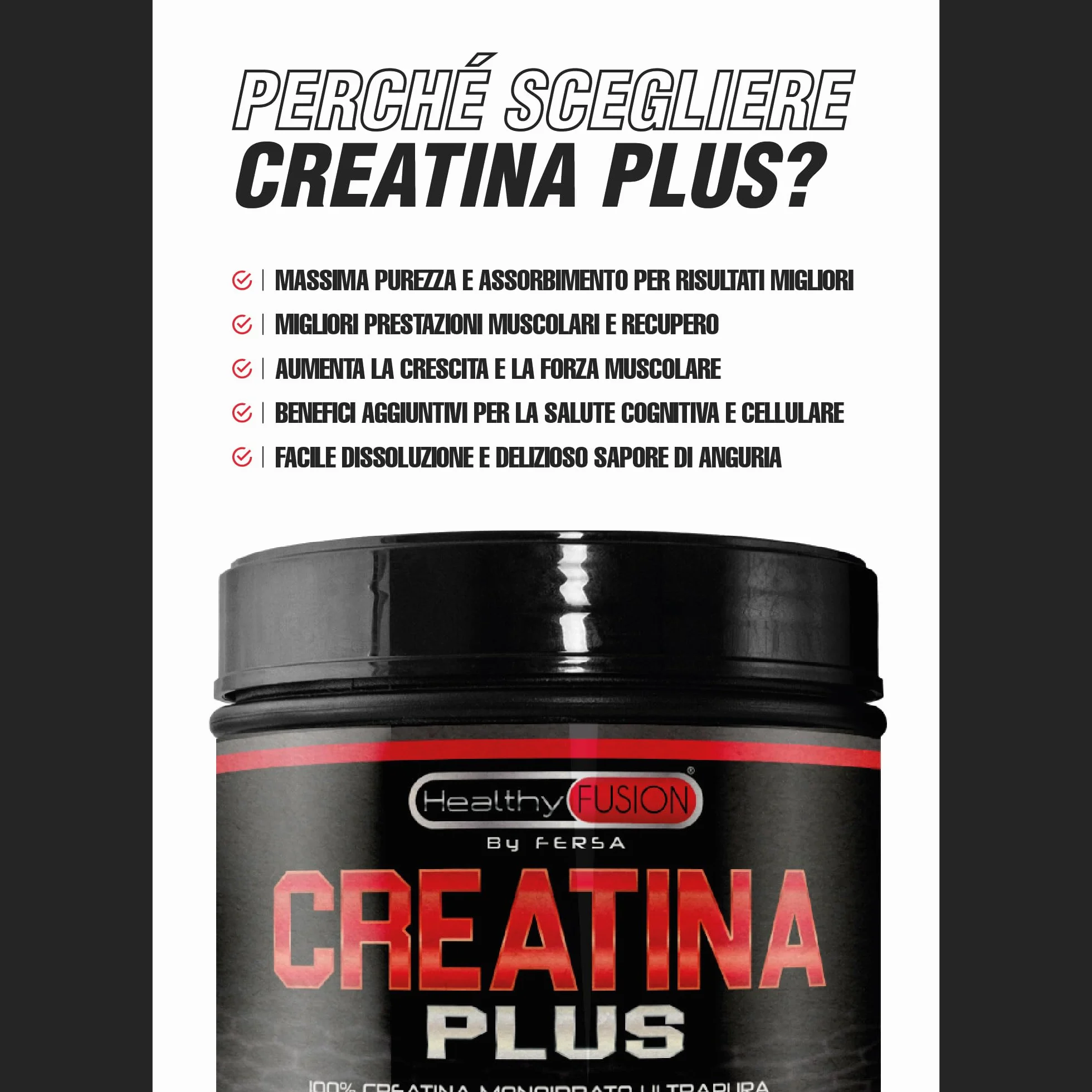Healthy Fusion | Creatina Monoidrato in polvere 100% pura, senza additivi | Favorisce la crescita muscolare e aumenta le prestazioni fisiche | Alta solubilità | 300g, gusto Cola