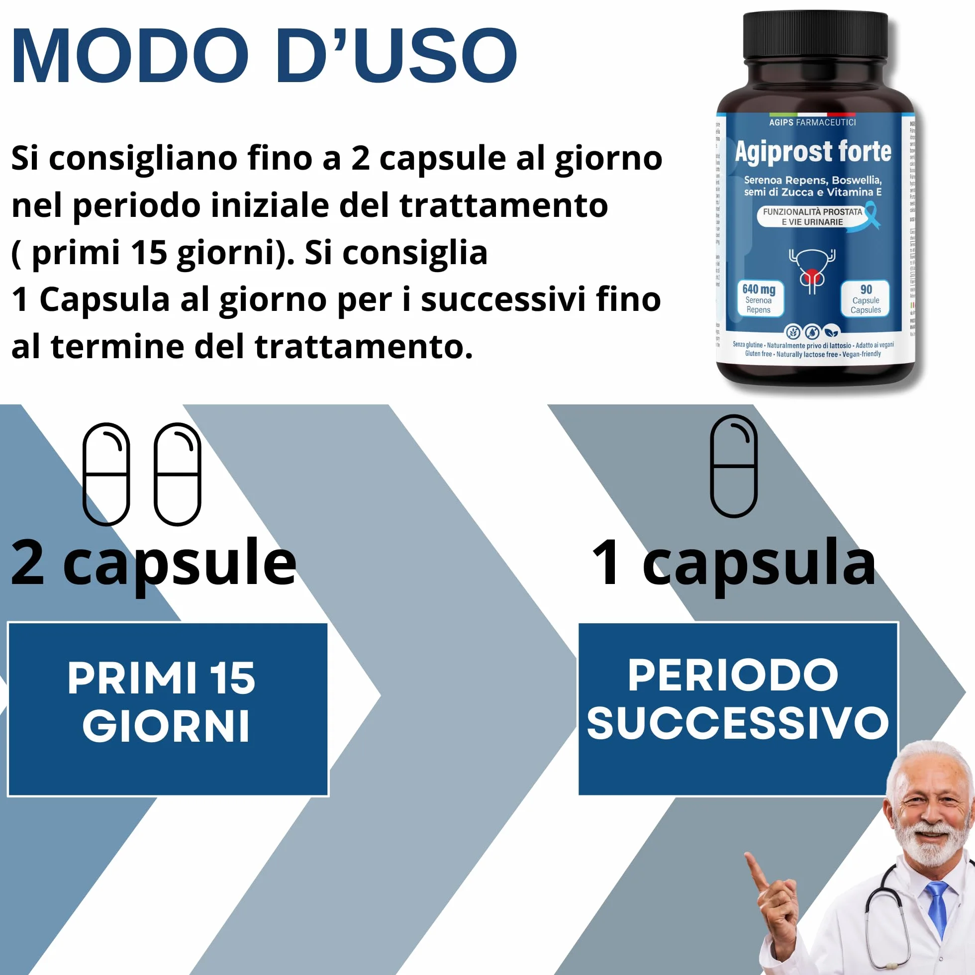 SERENOA REPENS 640mg Integratore Prostata Saw Palmetto con Estratto di Zucca e Vitamina E 90 Capsule AGIPROST