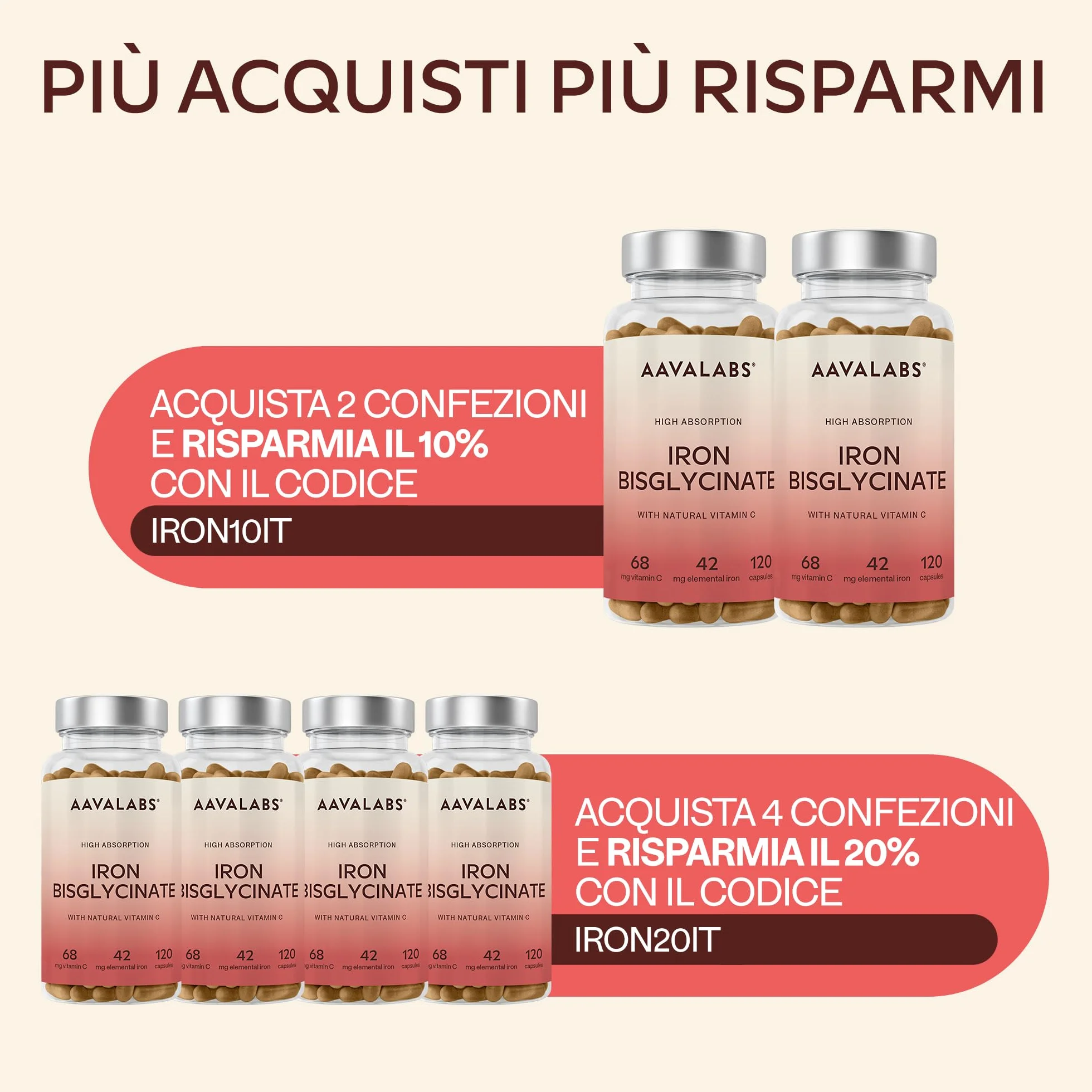 Integratore Ferro e Vitamina C Naturale - Ferro Bisglicinato 42mg Integratori Stanchezza Fisica e Mentale, Globuli Rossi, Sistema Immunitario - Ferro Integratore Forte Alto Assorbimento - 120 Capsule