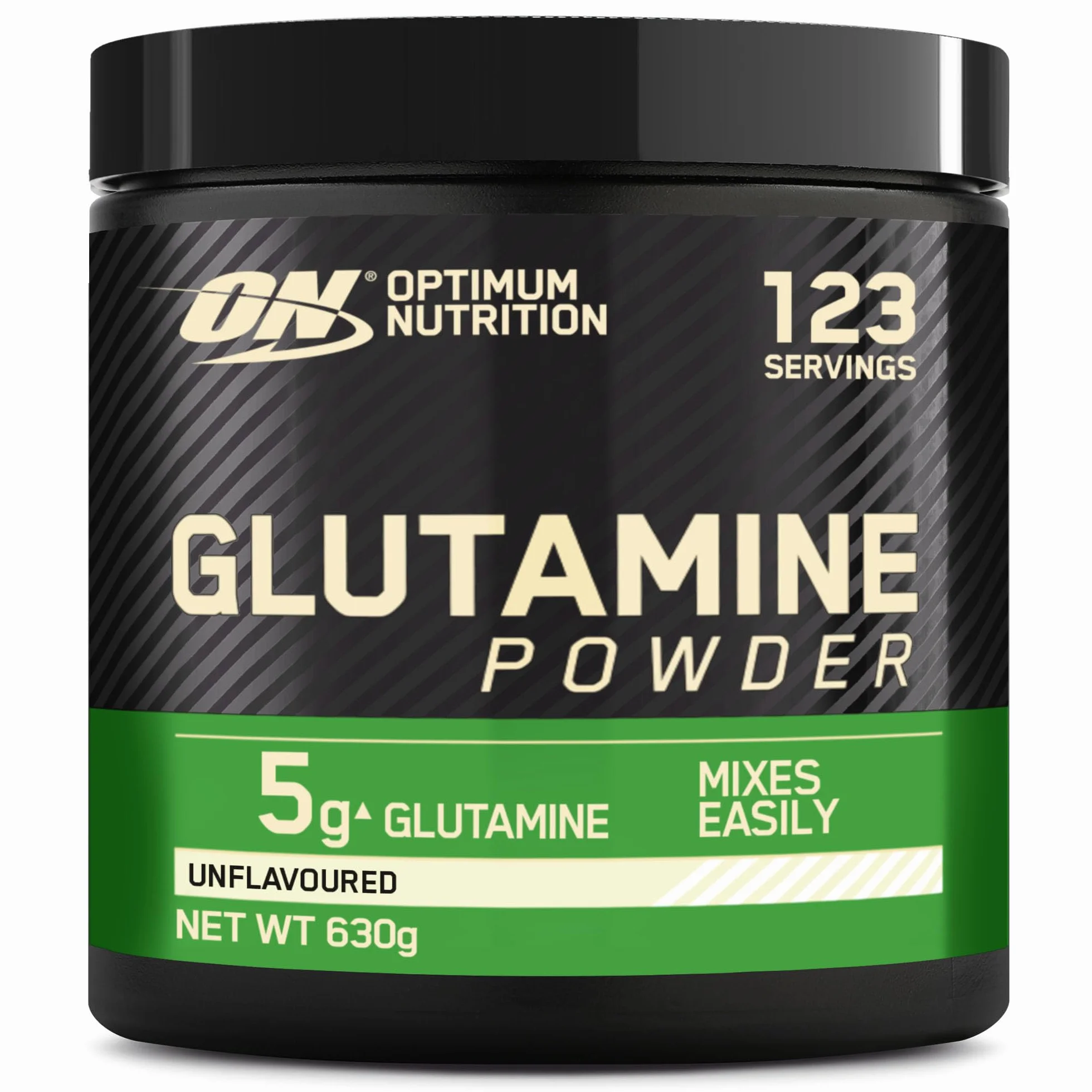 Optimum Nutrition Glutamine, Aminoacido L-Glutammina in Polvere, Integratore Alimentare per la Preparazione di Frullati Pre e Post-Allenamento, Non Aromatizzato, 123 Porzioni, 630 g
