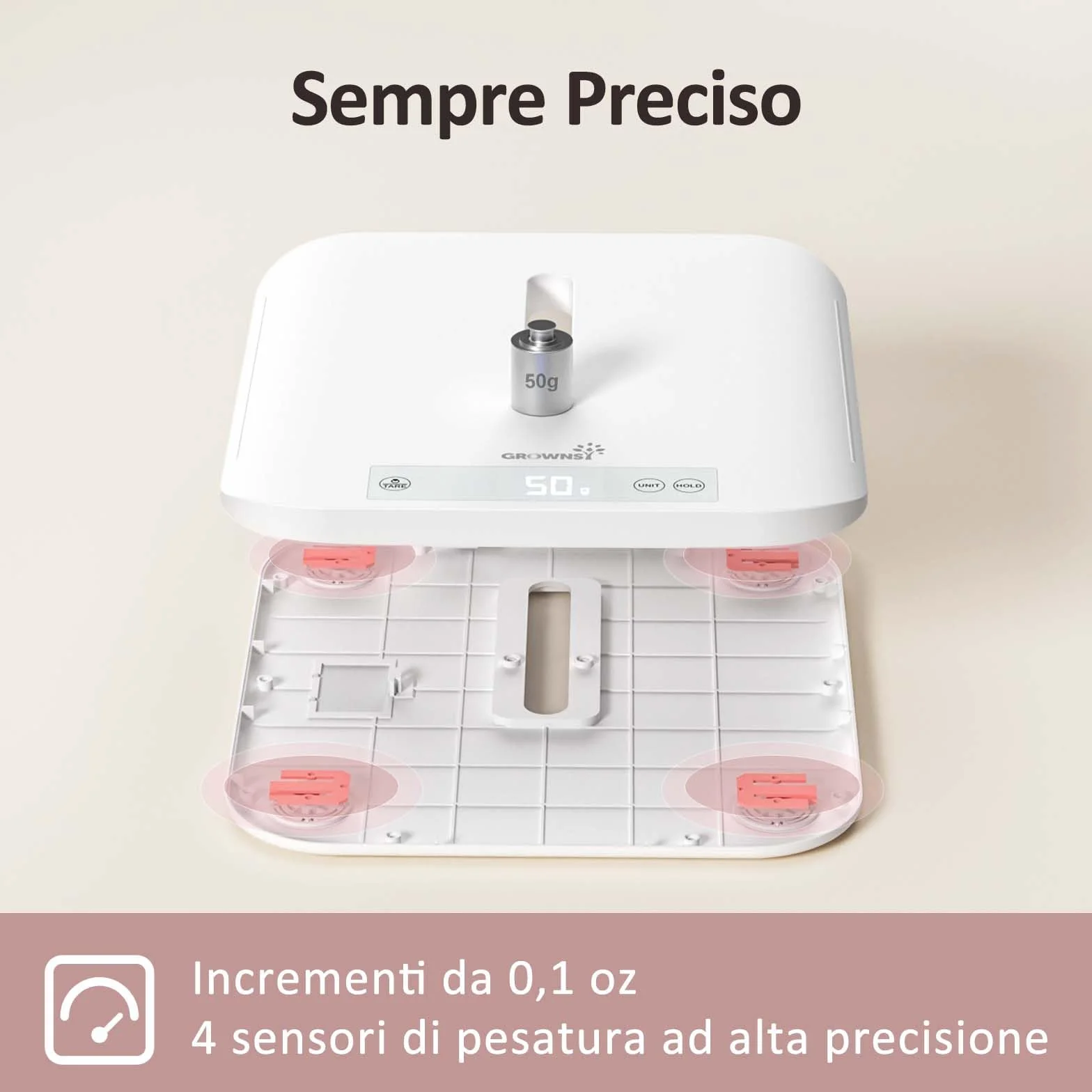 Grownsy Bilancia Neonato Digitale 150 kg Display LCD Misurazione Altezza 70 cm