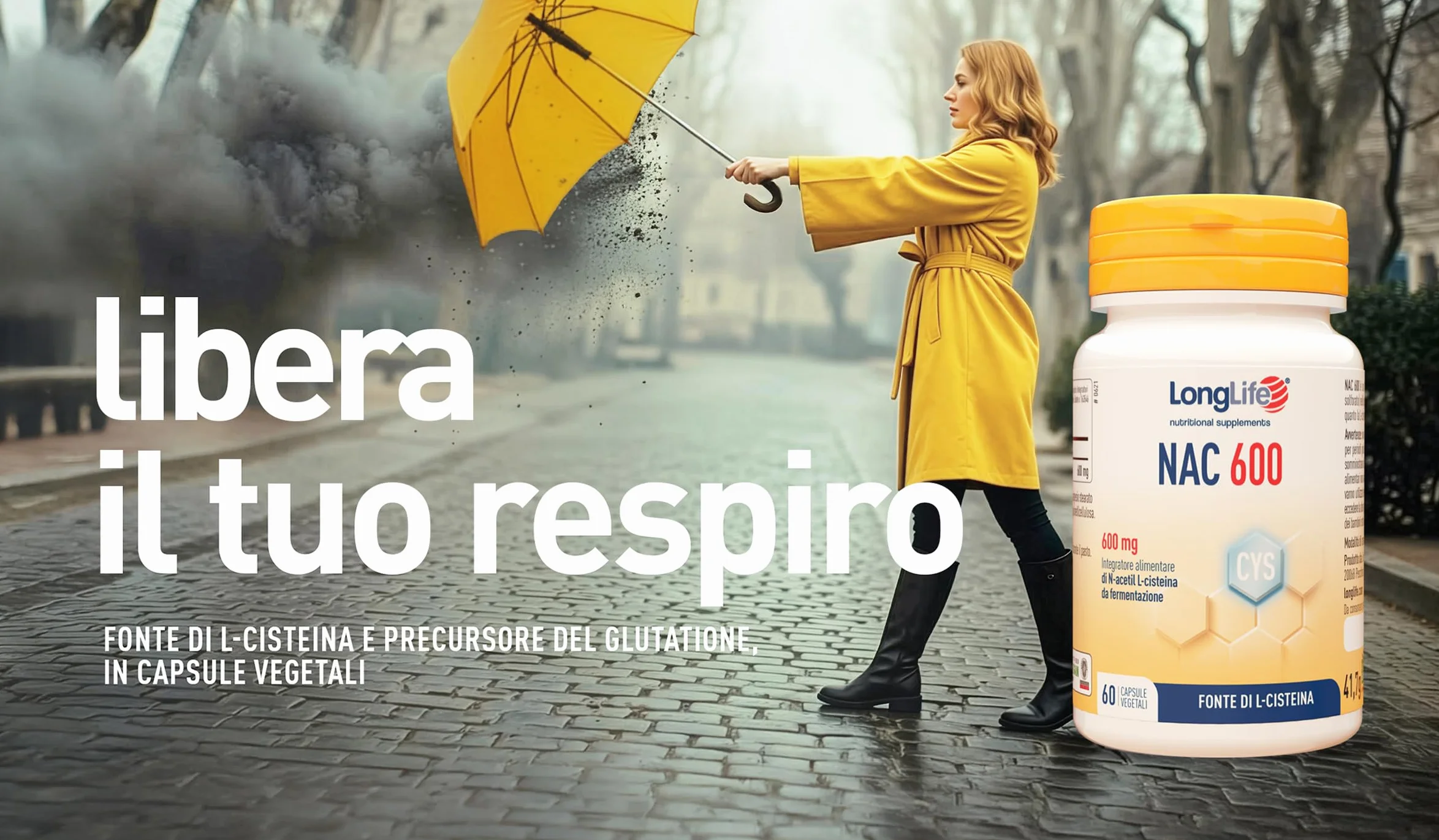 LongLife® NAC 600 | Precursore del glutatione | Alto dosaggio | N-acetil-cisteina | Fonte di L-cisteina | Azione antiossidante | Difese naturali | 2 mesi di trattamento | Vegano e senza glutine