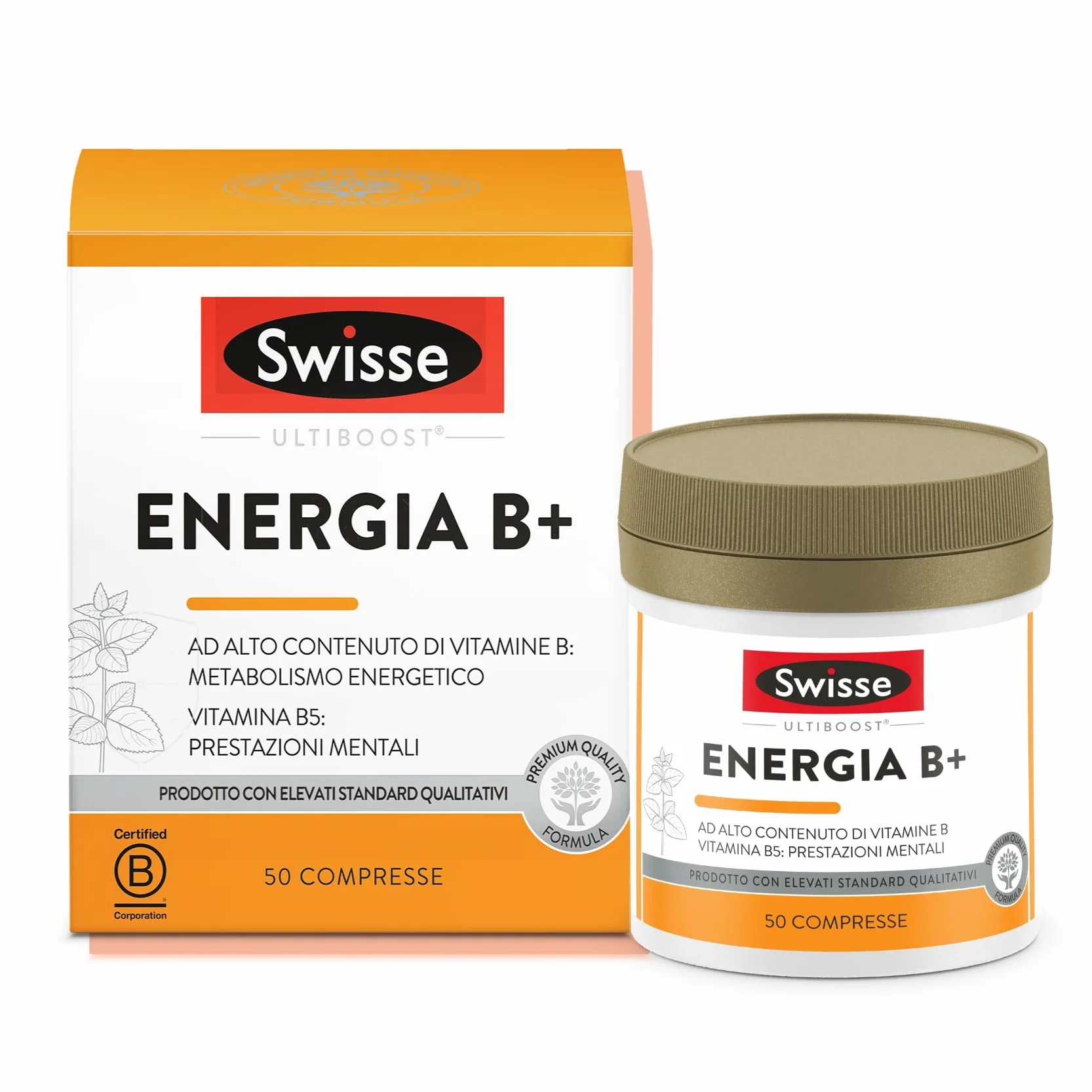 Swisse Energia B+ - Multivitaminico Completo Donna e Uomo con Vitamine e Minerali per Riduzione Stanchezza e Affaticamento e Supporto al Normale Metabolismo Energetico, Made in Italy, 50 Compresse