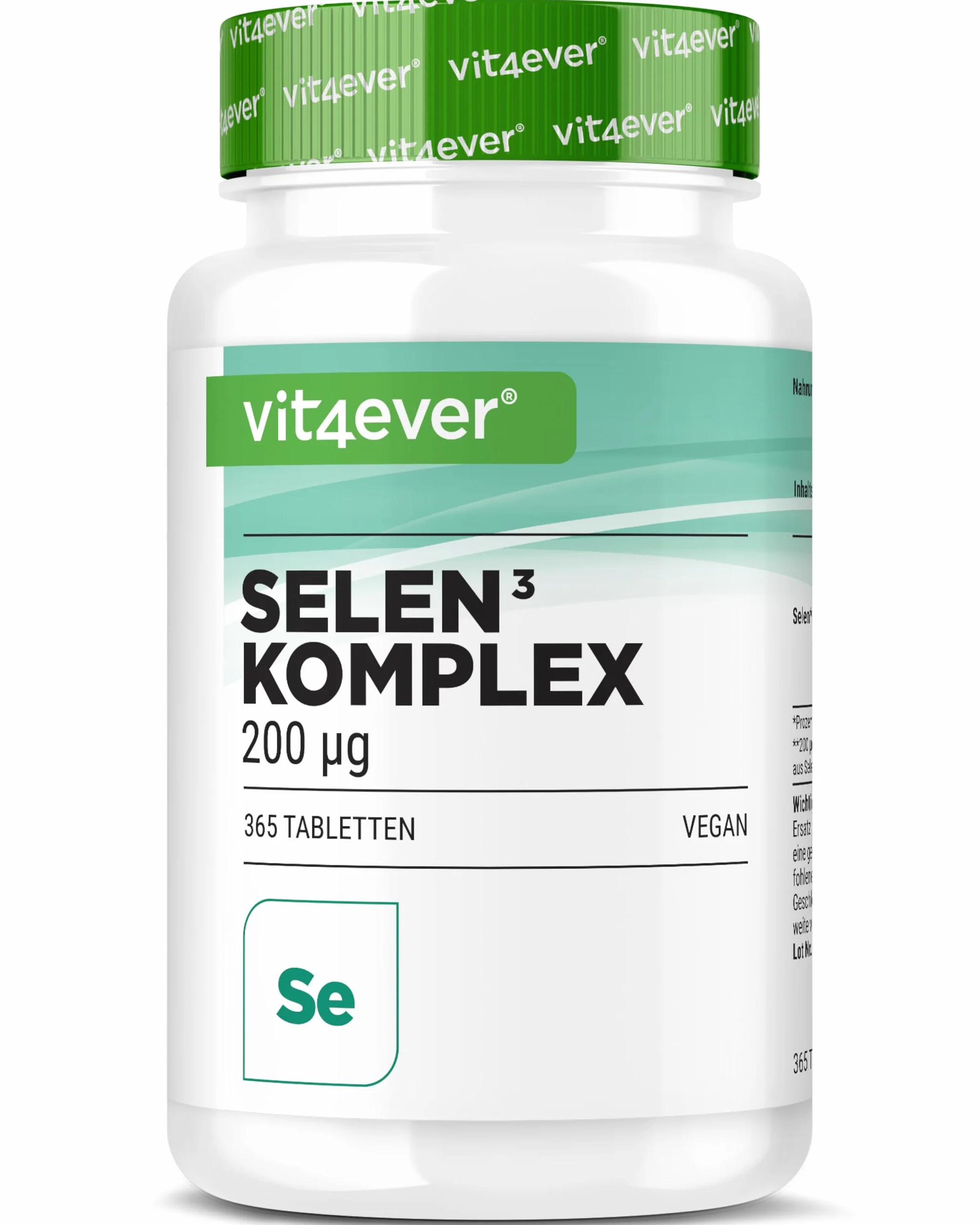 Selenio 3-fold complex - 365 compresse da 200 µg ciascuna - Premium: Selenite di sodio, L-selenometionina, lievito di selenio - Vegan - Altamente dosato