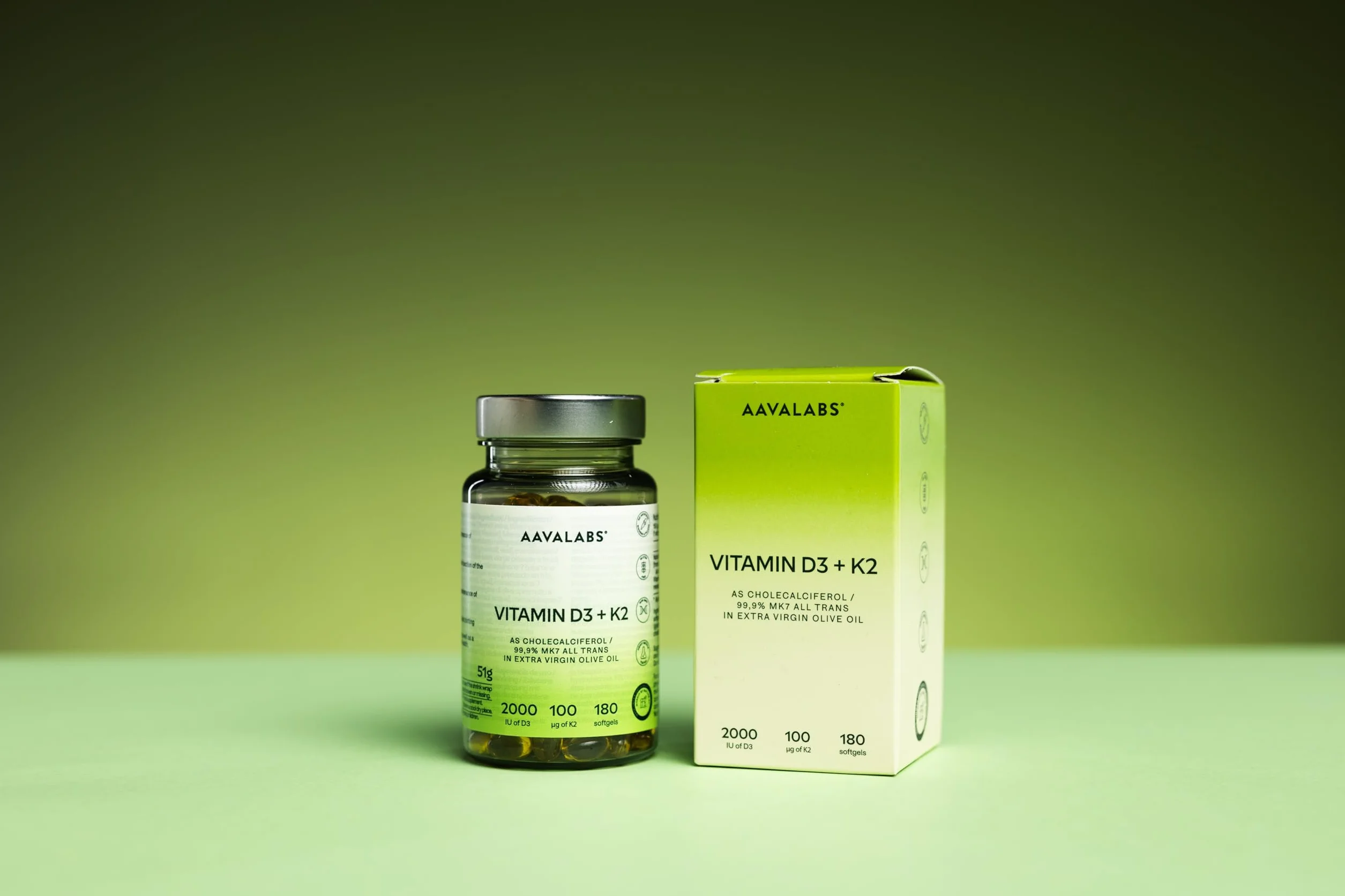 Vitamina D3 K2 2000 UI + MK7 100 μg Olio Extravergine d'Oliva 180 Capsule