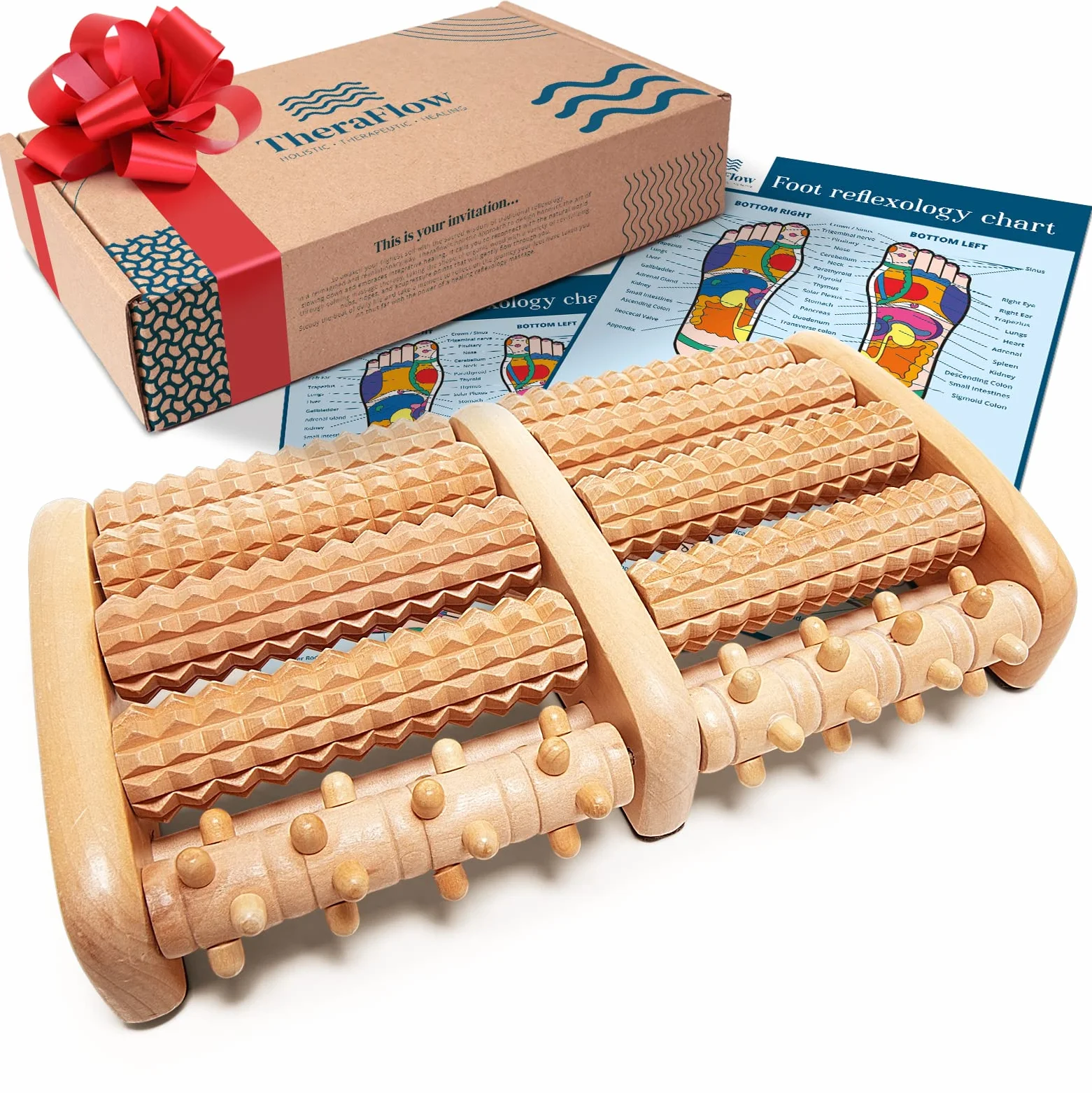 TheraFlow Massaggiatore Plantare Shiatsu Rulli Fascite Plantare con Pallina Massaggio Muscolare e Guida Riflessologia
