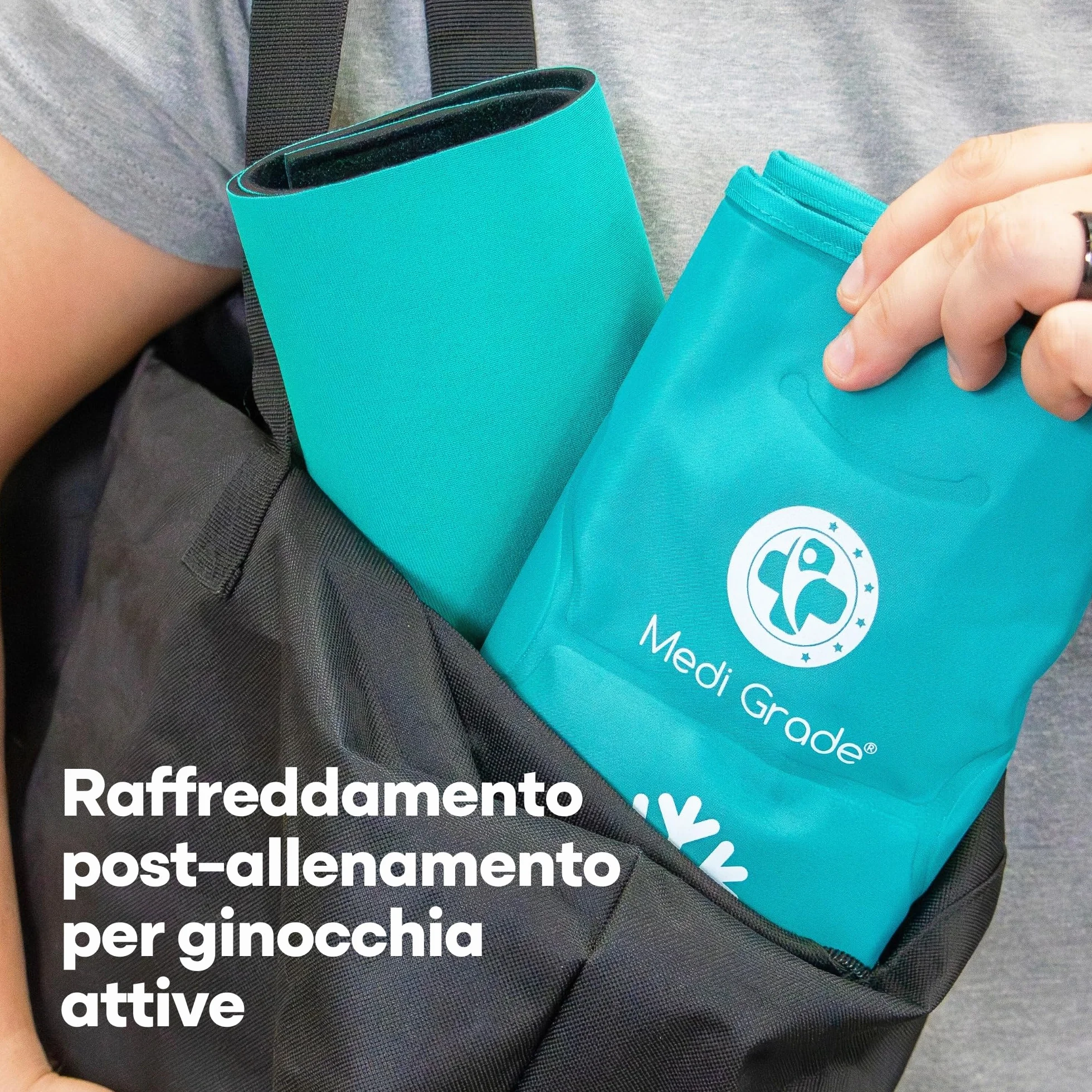 Medi Grade Impacco Ghiaccio Gel Riutilizzabile per Ginocchio - Fascia a Doppio Tessuto con Lunga Tenuta del Freddo