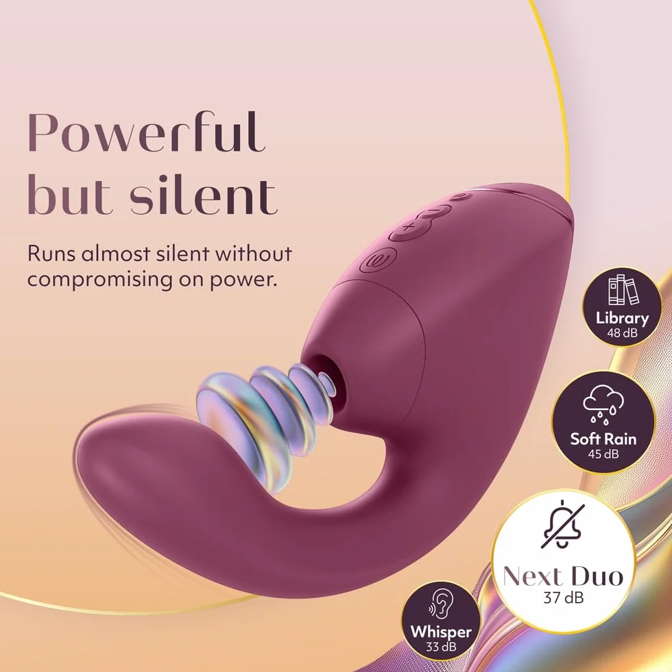 Womanizer Next Duo Vibratore Rabbit per Donna con 14 Modalità di Vibrazione e Aspirazione | Doppio Motore per Stimolazione del Clitoride e del Punto G | Sex Toy Silenzioso in Silicone | Rosa