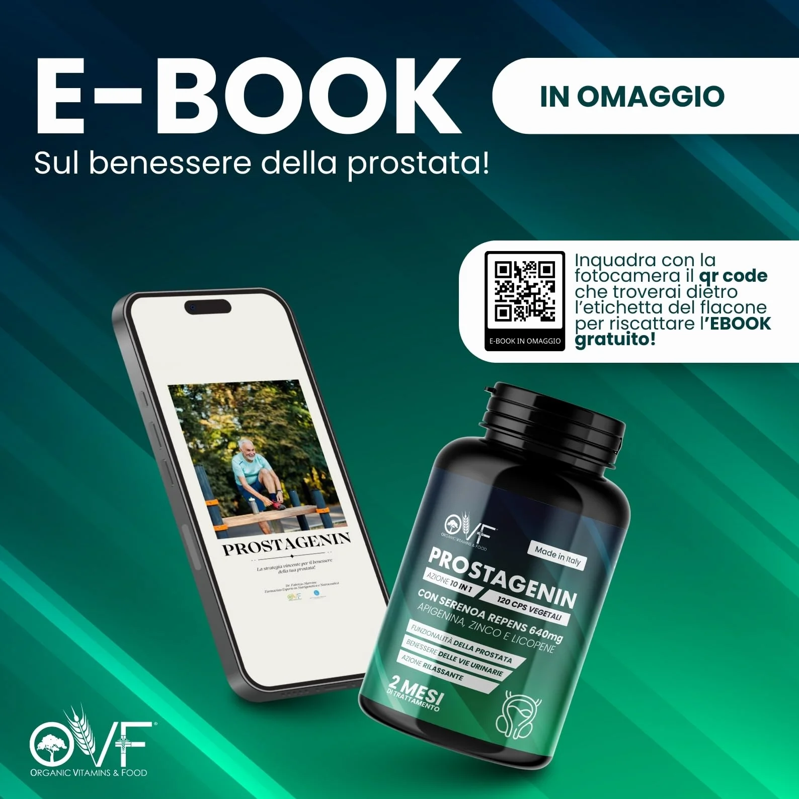 Serenoa Repens 640mg 120 Capsule Formula 4 in 1 con Apigenina, Zinco e Licopene Supporto Prostata