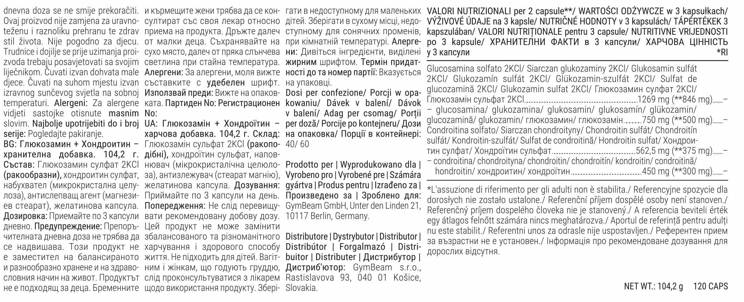 GymBeam Glucosamina + Condroitina - Nutrimento per Articolazioni - Supporto Cartilagini e Mobilità - Ideale per Atleti e Stile di Vita Attivo