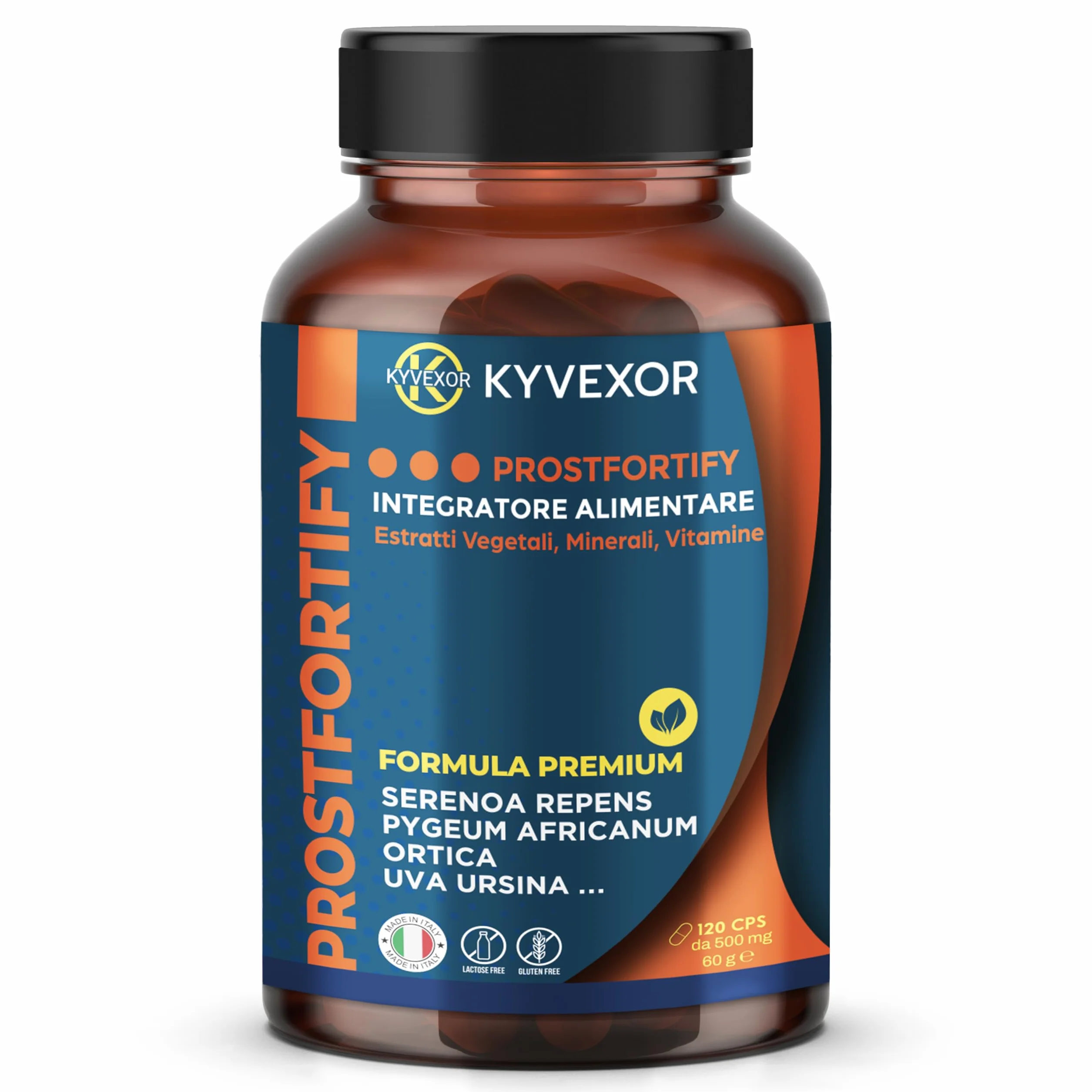 KYVEXOR ProstFortify Integratore Prostata Uomo 10 in 1 Serenoa Repens Saw Palmetto Pygeum Africanum Curcuma Zinco Vitamina C D3 Prostate Support Benessere Prostatico Vie Urinarie