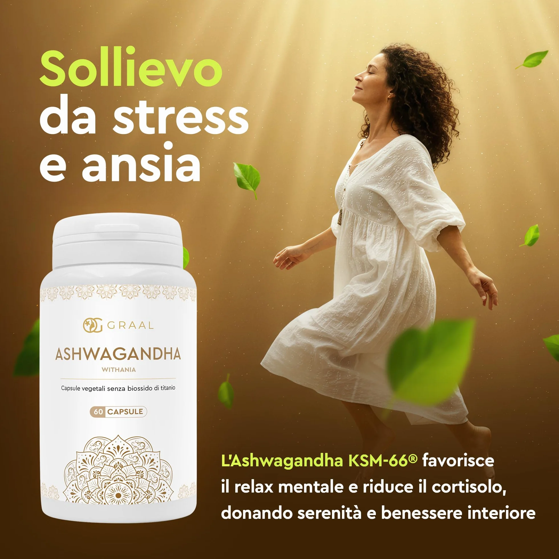 Graal Ashwagandha KSM-66 60 Capsule Tonico Adattogeno Antistress