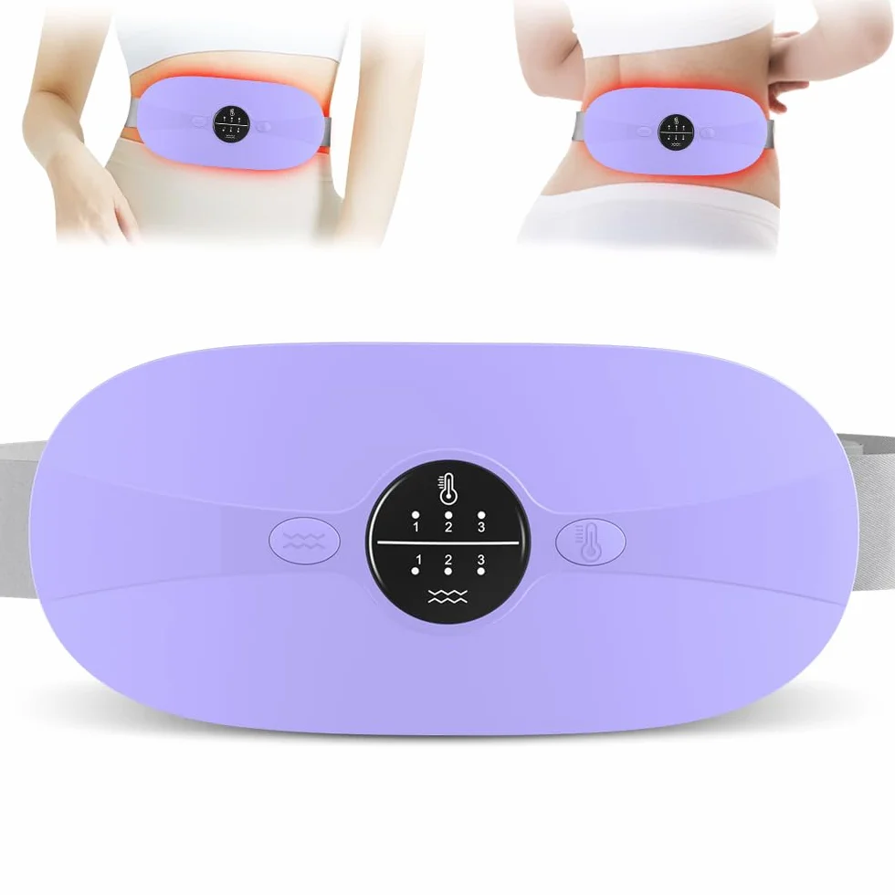 Portatile Fascia riscaldante dolori mestruali,con regolabili 3 Livelli di Calore e 3 modalità di Massaggio,Cuscinetto Riscaldante Mestruale Può alleviare Dolore Lombare/Schiena/Crampi
