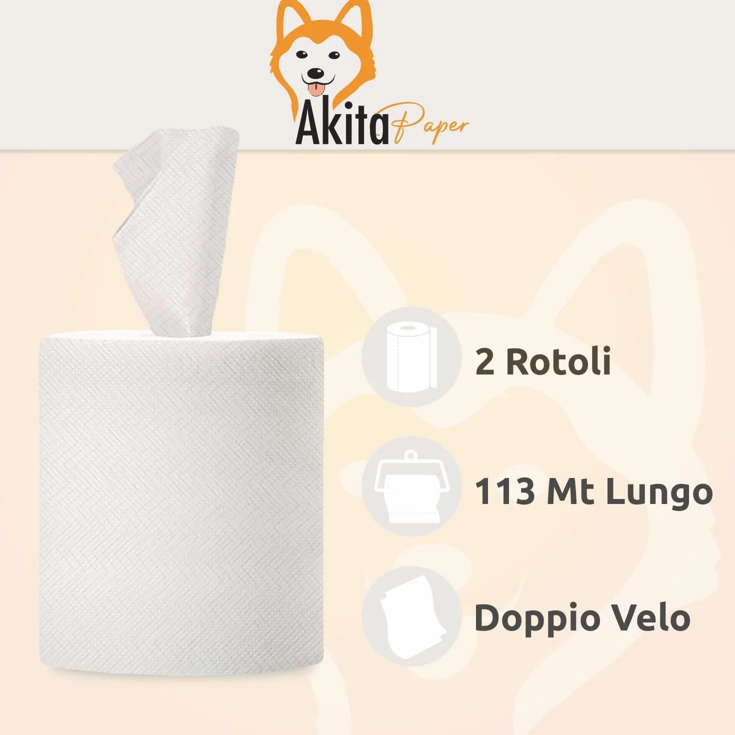 Akitaink Carta Asciugatutto Extra Resistente 2kg 6400 Strappi 2 Veli Pura Cellulosa Bobina Cucina Made in Italy