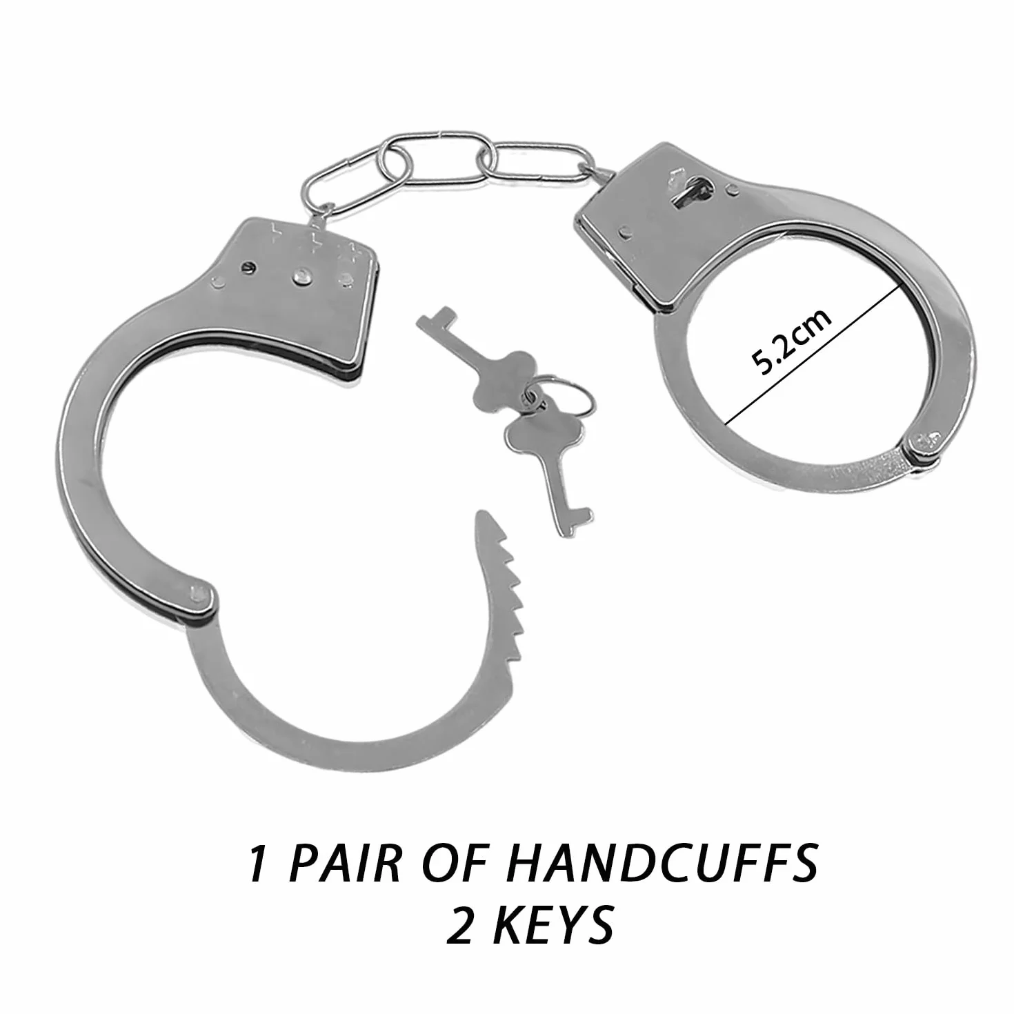 1 manette giocattolo per bambini con 2 chiavi, manette, manette per adulti, simulate manette della polizia, giocattoli per polizia, oggetti di scena per giochi di polizia