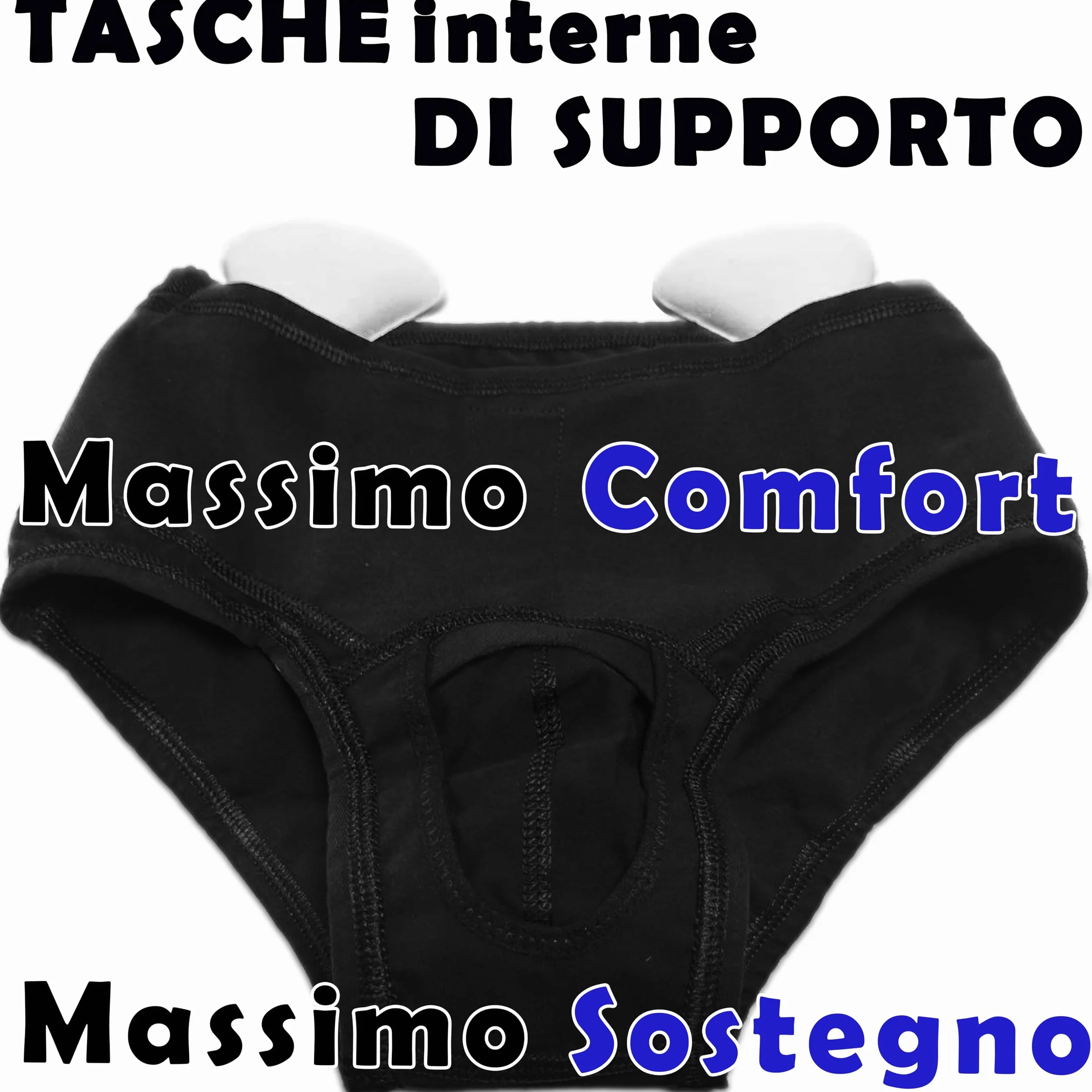 BODYPERFECT Slip Elastico per Ernia Inguinale Supporto con 2 cuscinetti di compressione Post Operatorio L Nero