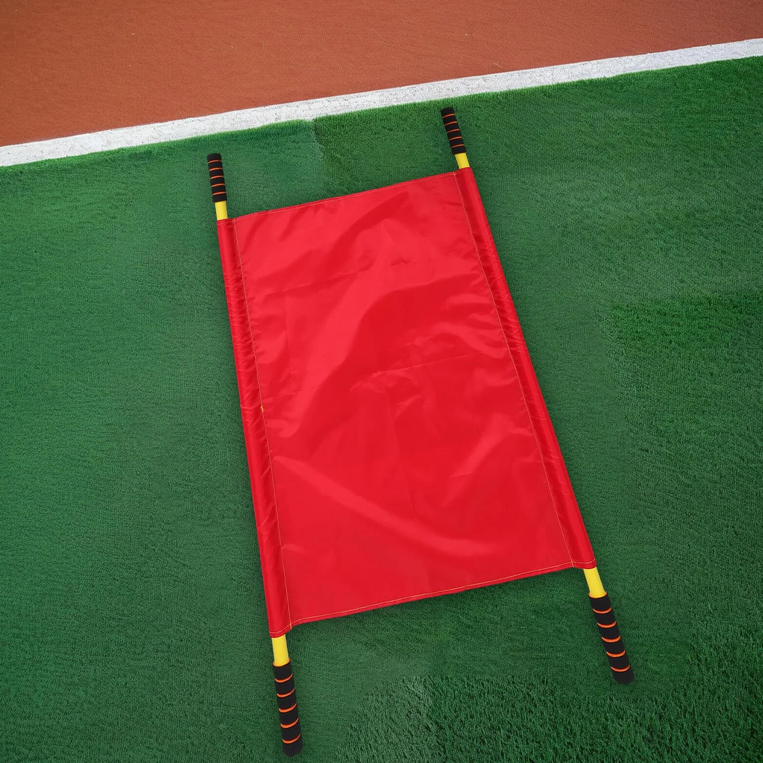 Barella Portatile Pieghevole Rossa in Metallo e Tessuto per Bambini, Gioco Sensoriale Educativo