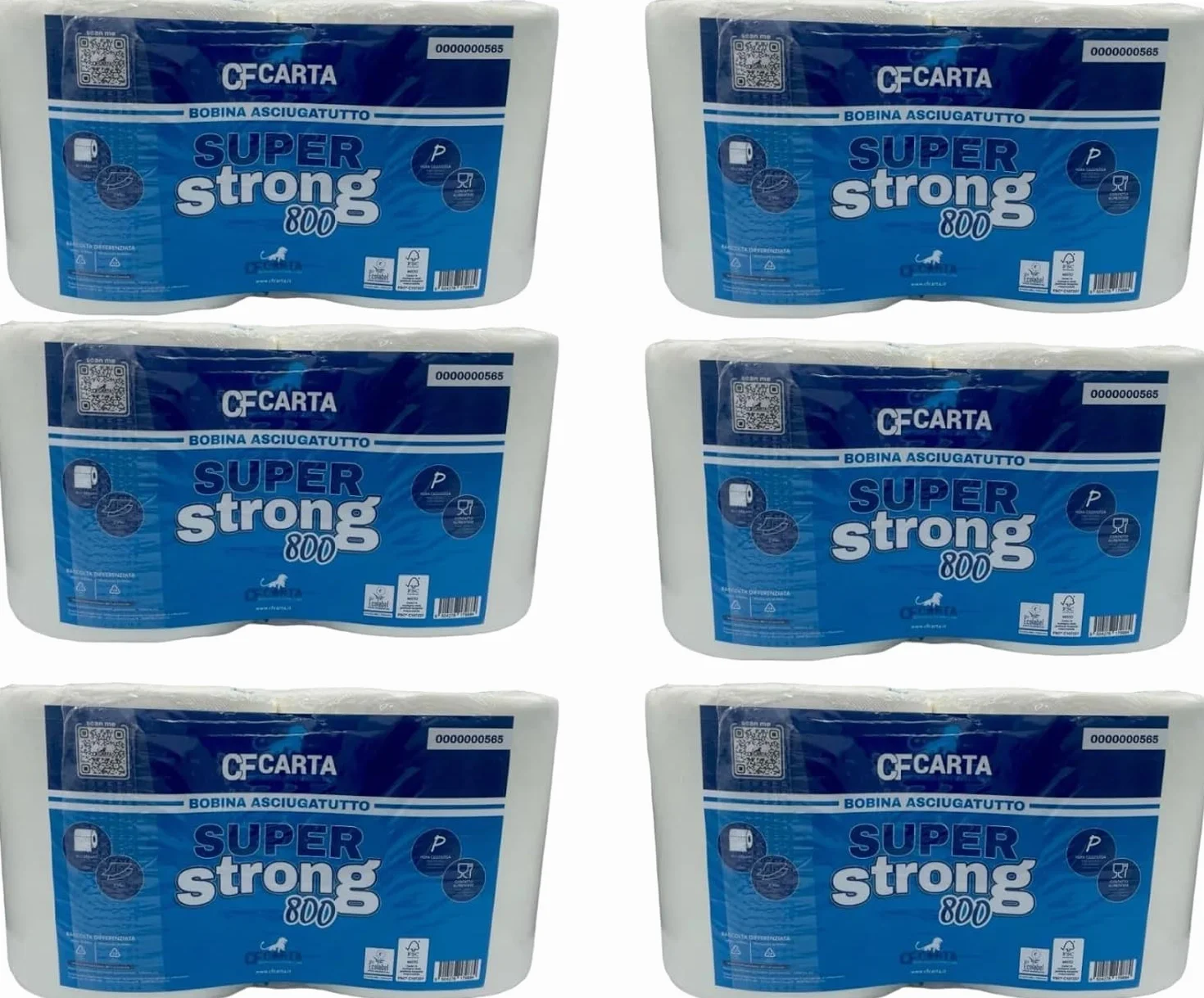 CF CARTA rotoloni asciugatutto Super Strong 800 strappi 2 veli micro incollati