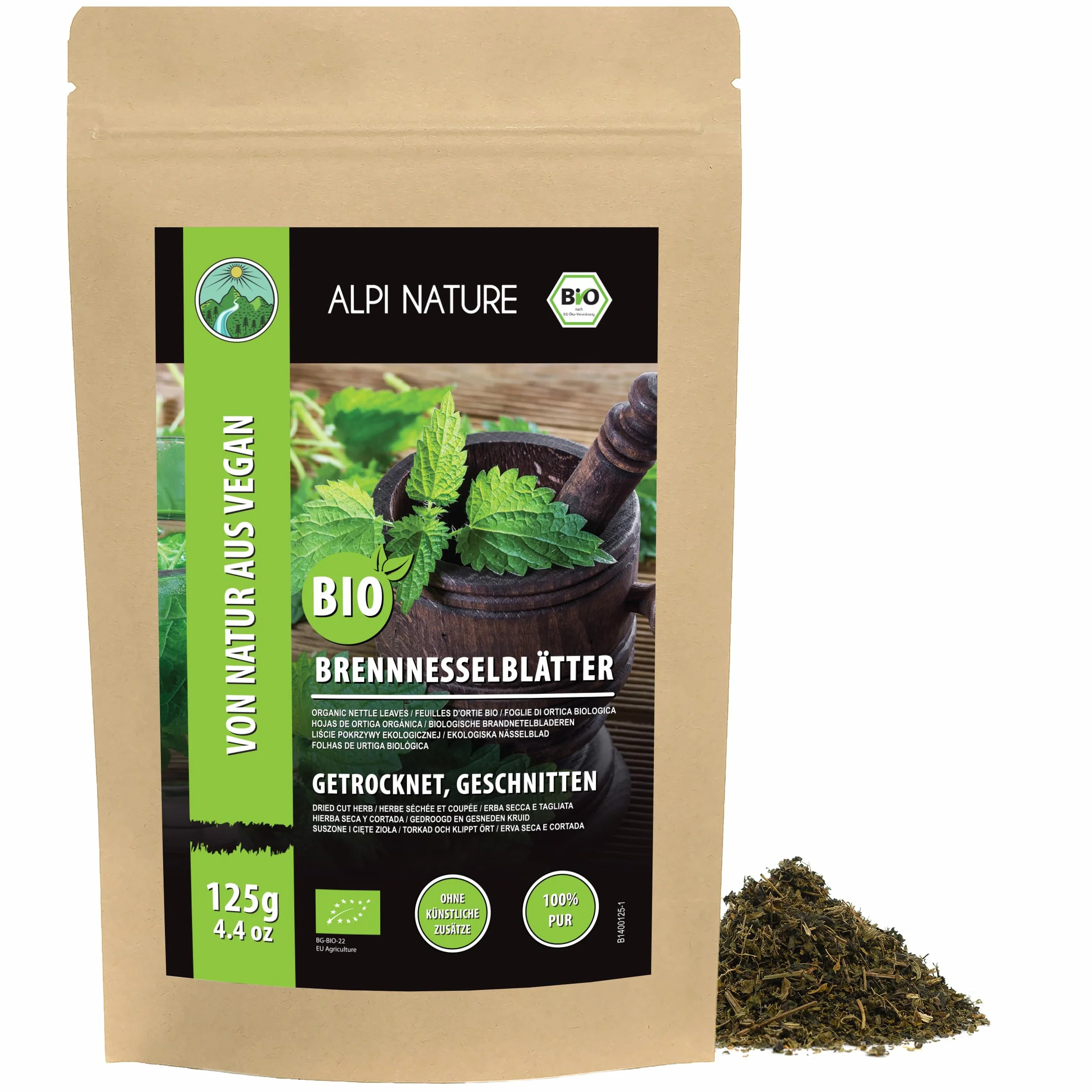 Alpi Nature Tisana Ortica BIO 125g Foglie di Ortica Essiccate Tagliate per Tè