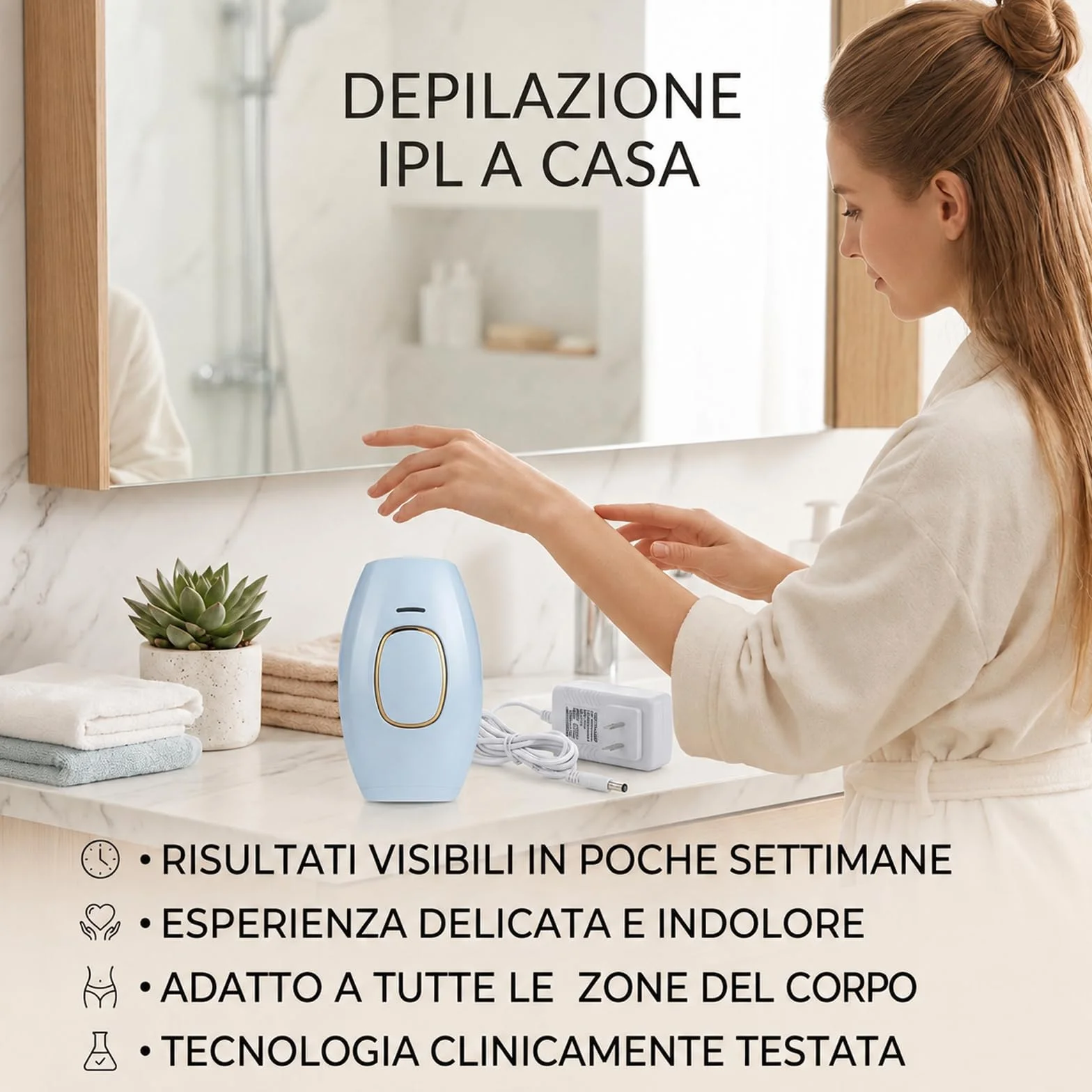 Solippy Luce Pulsa 881 Dispositivo di Depilazione IPL a Forma di Pane per Donna Elettrico Bianco
