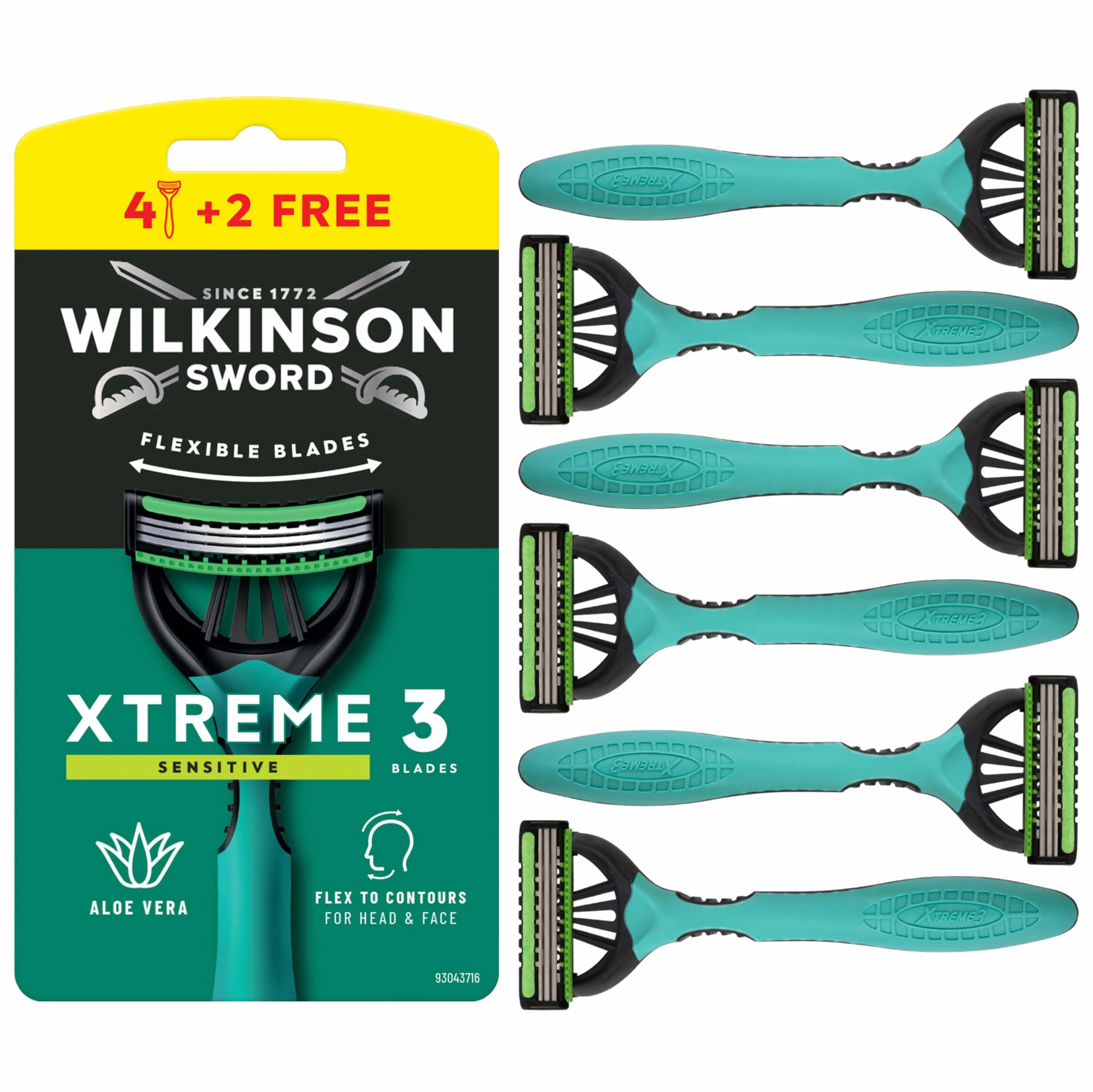 Wilkinson Sword Xtreme 3 Sensitive - Confezione da 4+2 rasoi usa e getta uomo