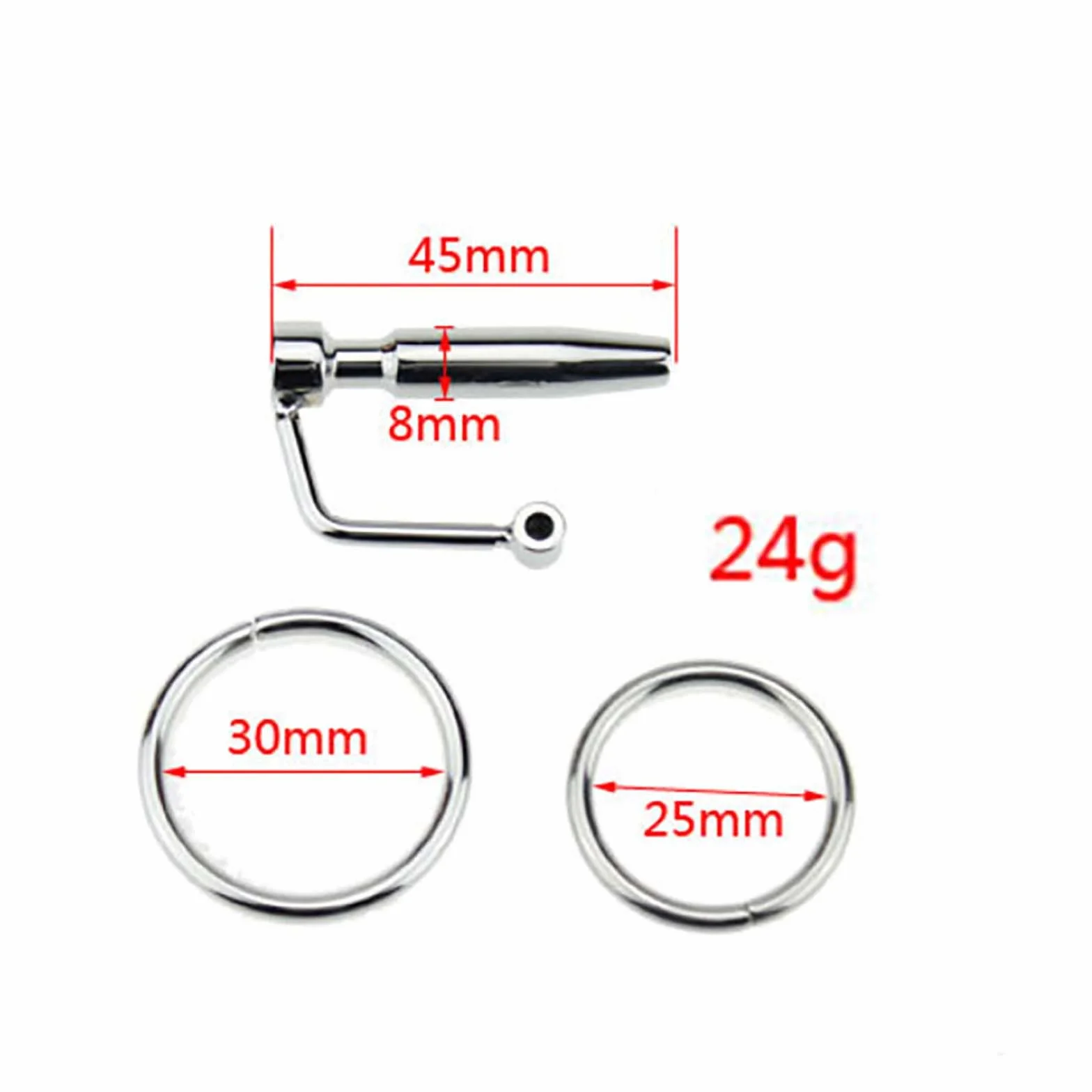 Sonda in acciaio inossidabile cava con anello in 2 misure, speciale elastico maschile per facilitare la minzione, set di allenamento speciale -D63IT