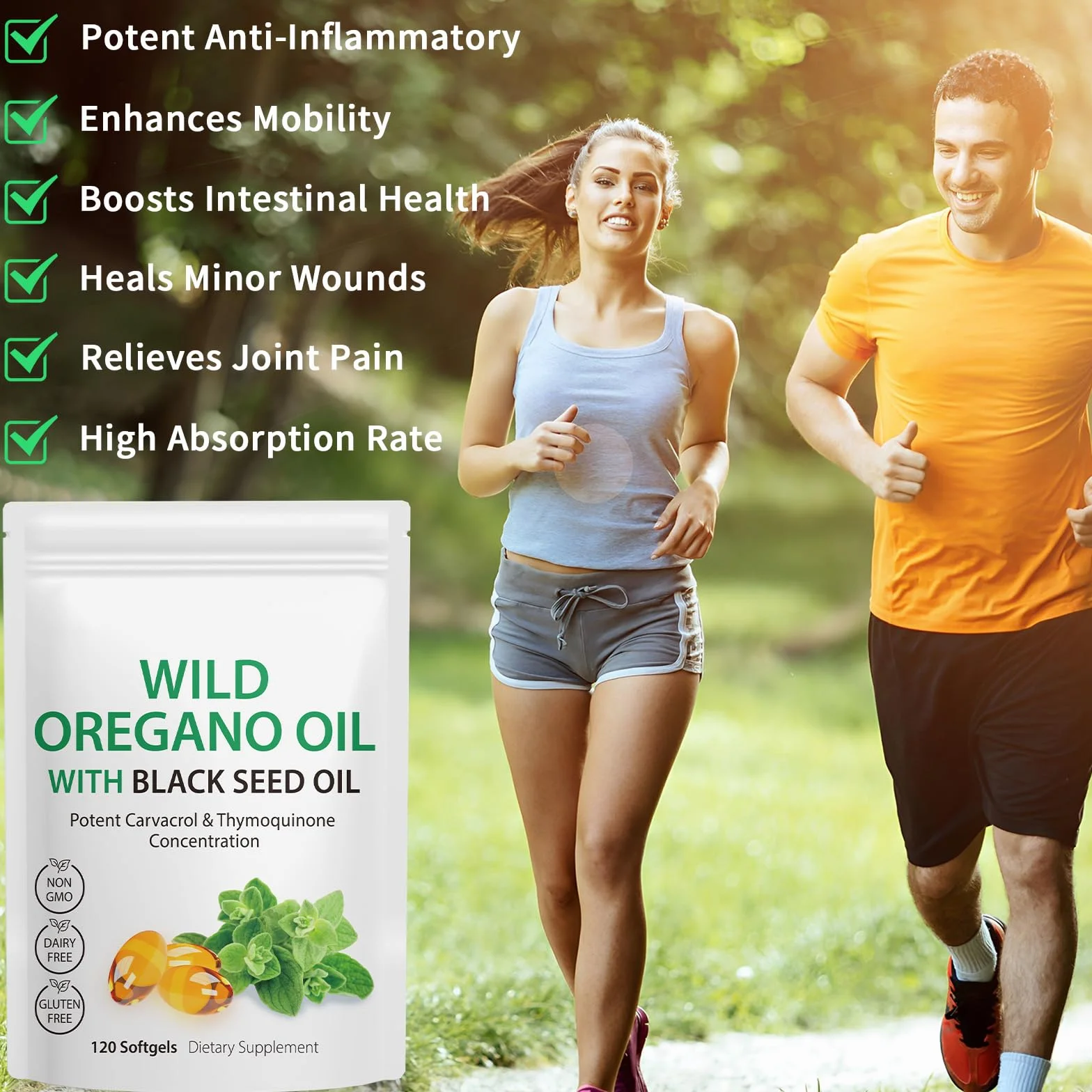 Olio di Origano 120 Capsule 6000 mg con Olio di Semi Neri 200 mg e Carvacrolo 165 mg