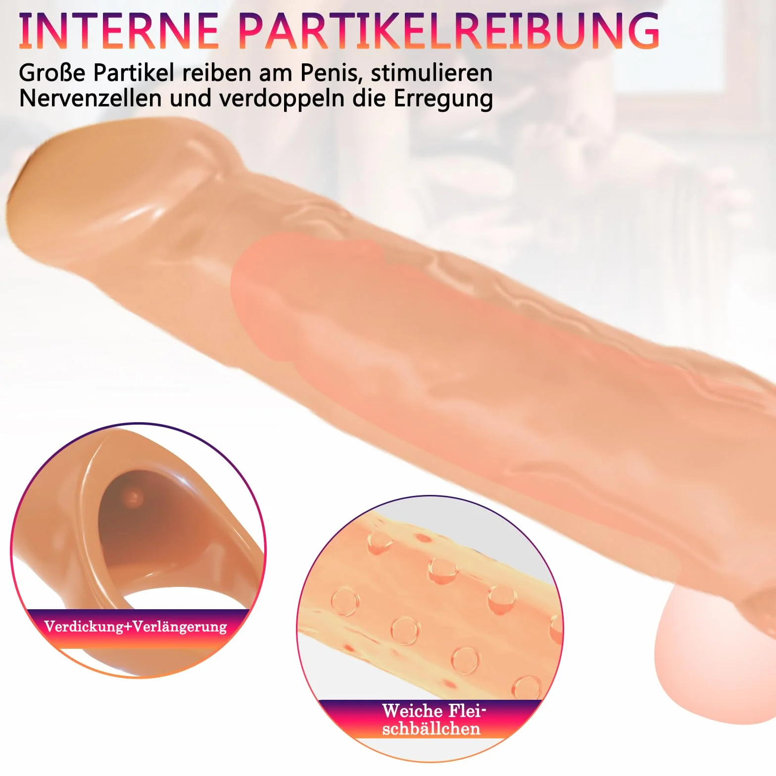 Manicotto per pene XXL 28 cm 5 cm Giocattoli sessuali per coppie Color carne