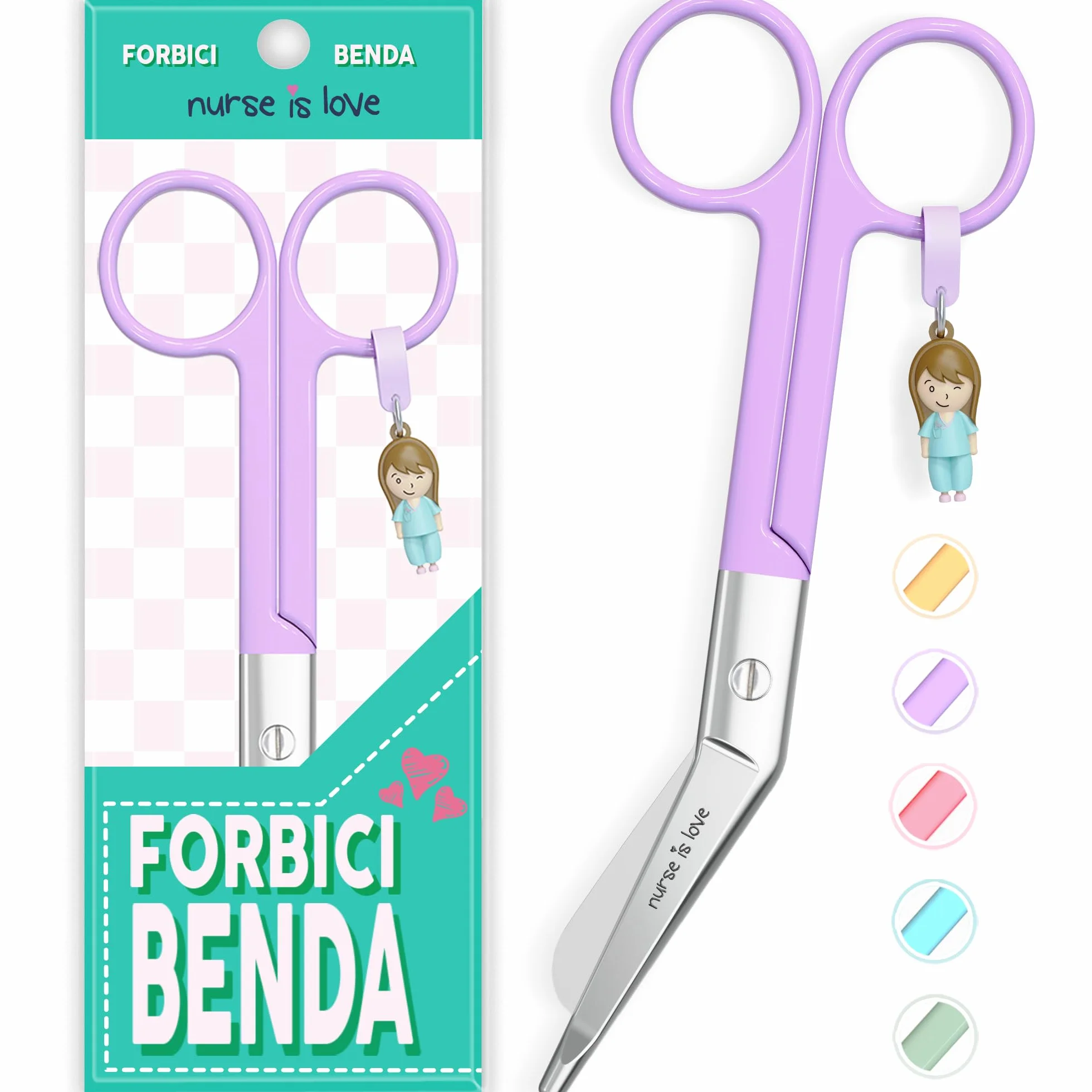 Forbici da infermiere smussate Lila - forbici mediche angolate per bendaggi