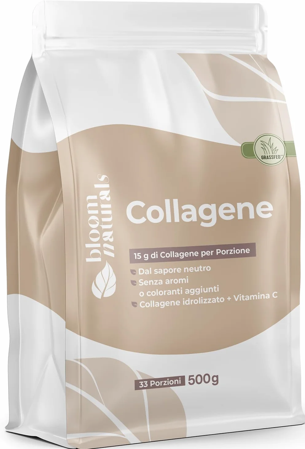 Collagene in Polvere 500g Idrolizzato con Vitamina C Gusto Neutro 33 Porzioni Bovino Peptidi Prodotto in Germania