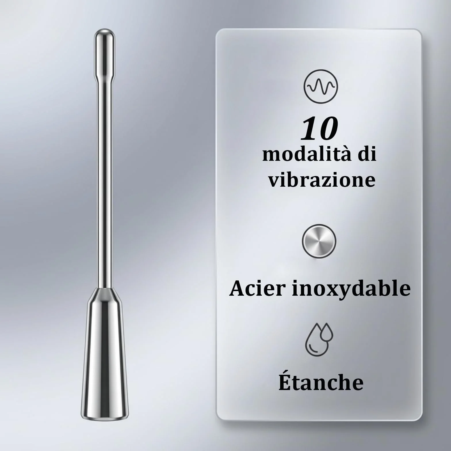 Giocattoli Sessuali Vibranti per Uomo con Sonda Uretrale 8mm, 10 Modalità di Vibrazione, Dilatatore Pene