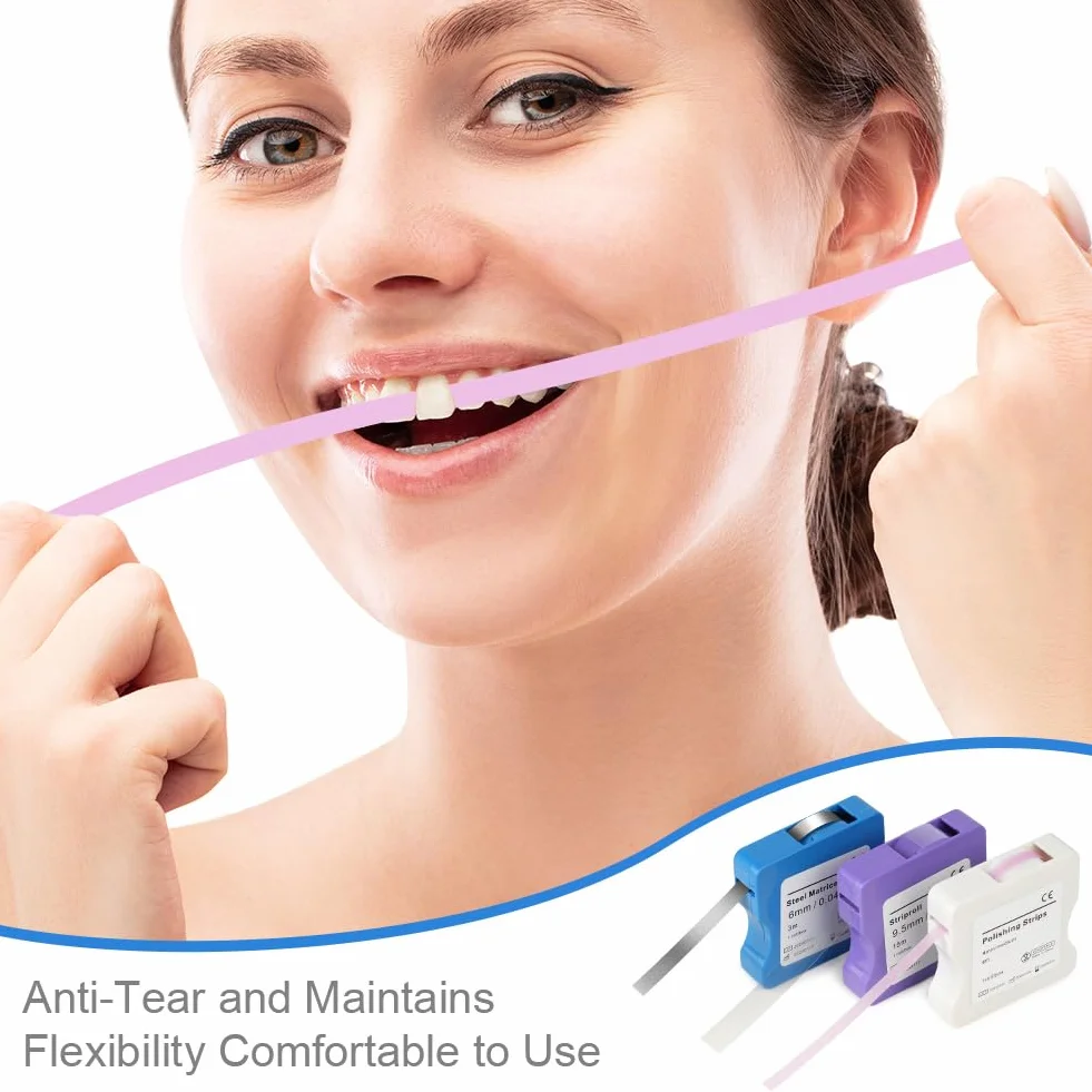 OFFCUP Lucidatura Dentale, 4mm/6m Strisce Sbiancanti Denti per Lucidatura Dentale, Scatola Dentale Lucidatura Striscia, per Levigatura, Pulizia e Sbiancamento dei Denti Interdentali (Rosa)