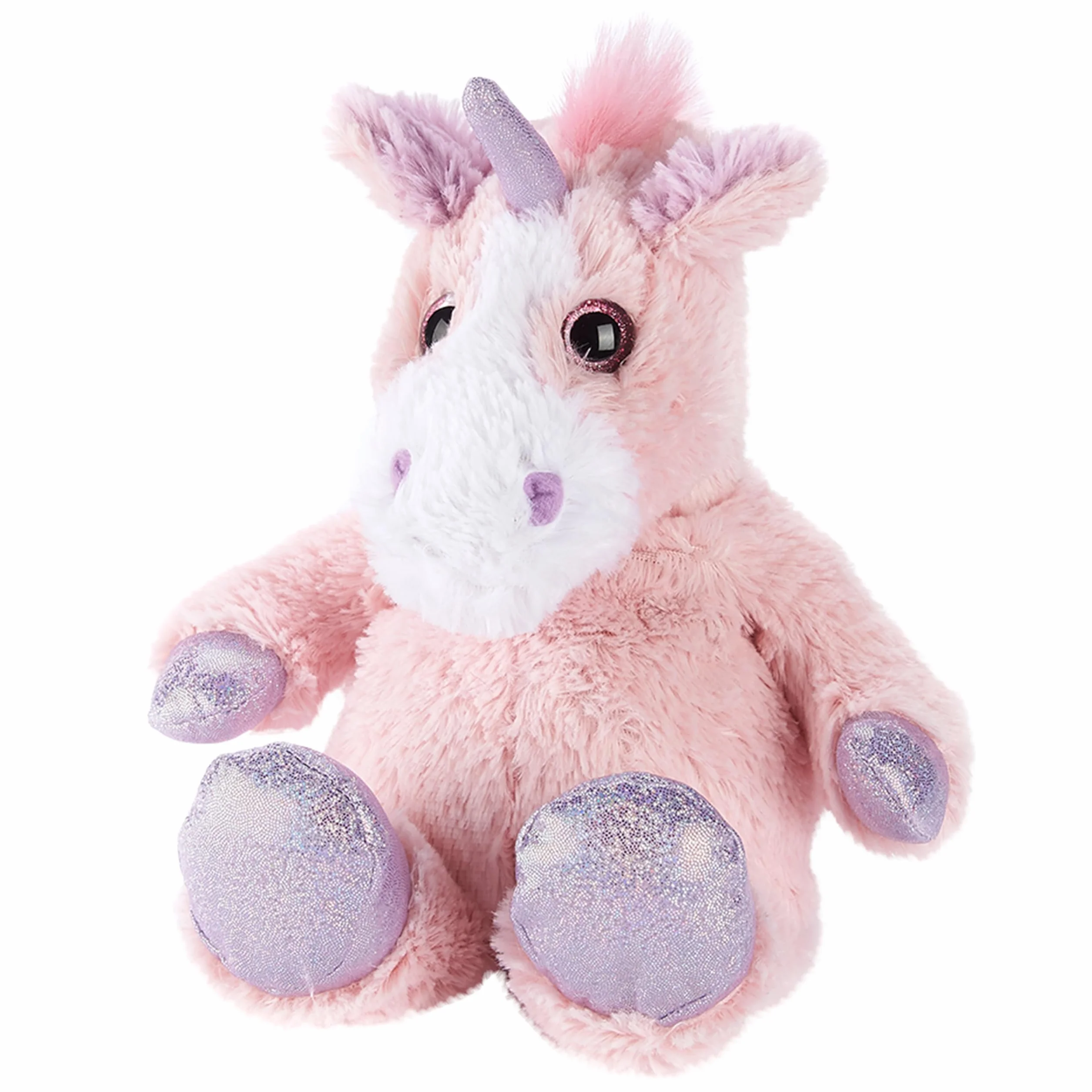 Warmies Peluche Unicorno Rosa Iridescente Borsa di Grano Riscaldabile al Microonde, Orsetto Ponderato Leggermente Profumato con Lavanda Francese, Cuscinetto Termico Riscaldabili al Microonde