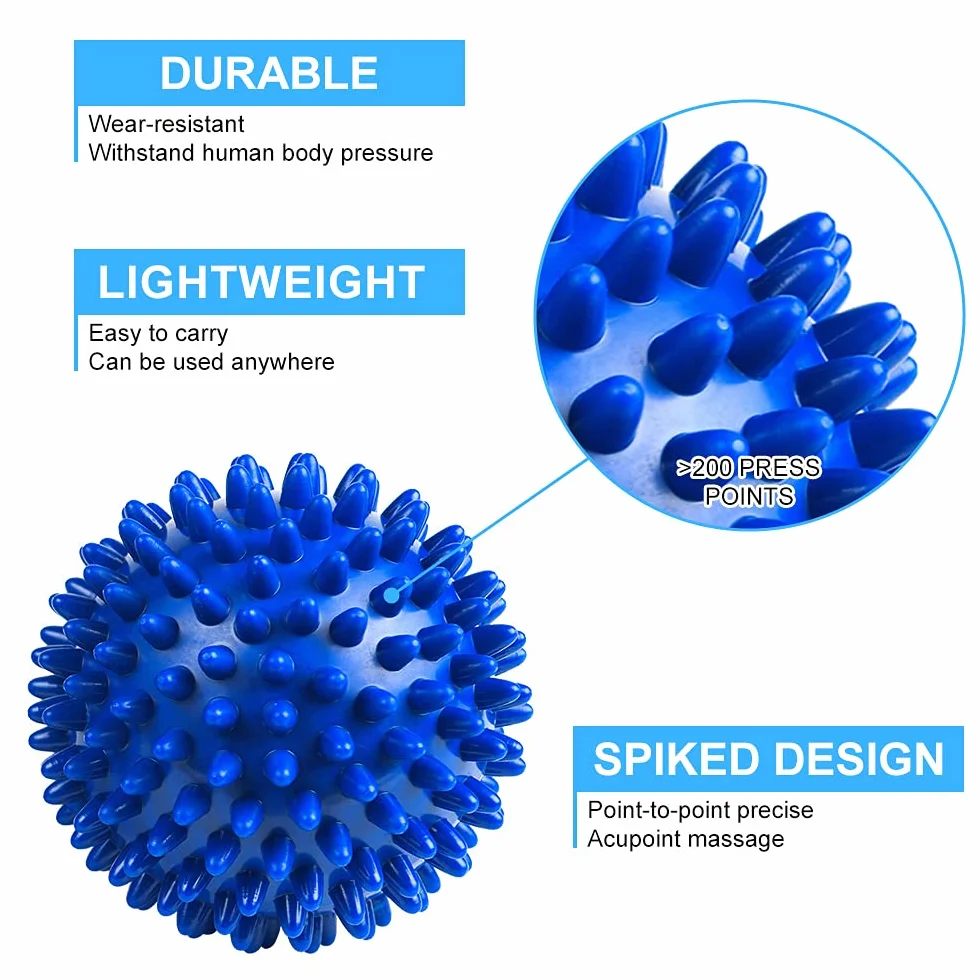 URAQT Set di 2 palline per massaggio a punte, per terapia fisica, palla di lacrosse dura e palla da massaggio con punte per rilassamento miofasciale e massaggio profondo dei trigger point