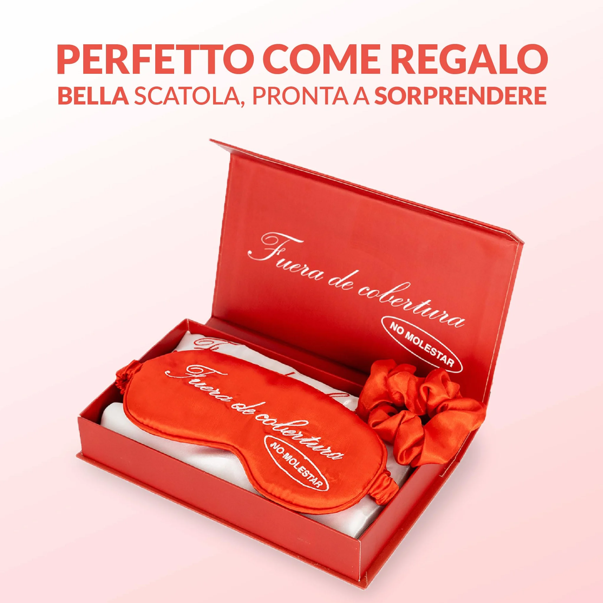 Kit da sonno No molestar cuscino federa satinata 50x70 cm fermacoda liscio mascherina riposante regalo elegante