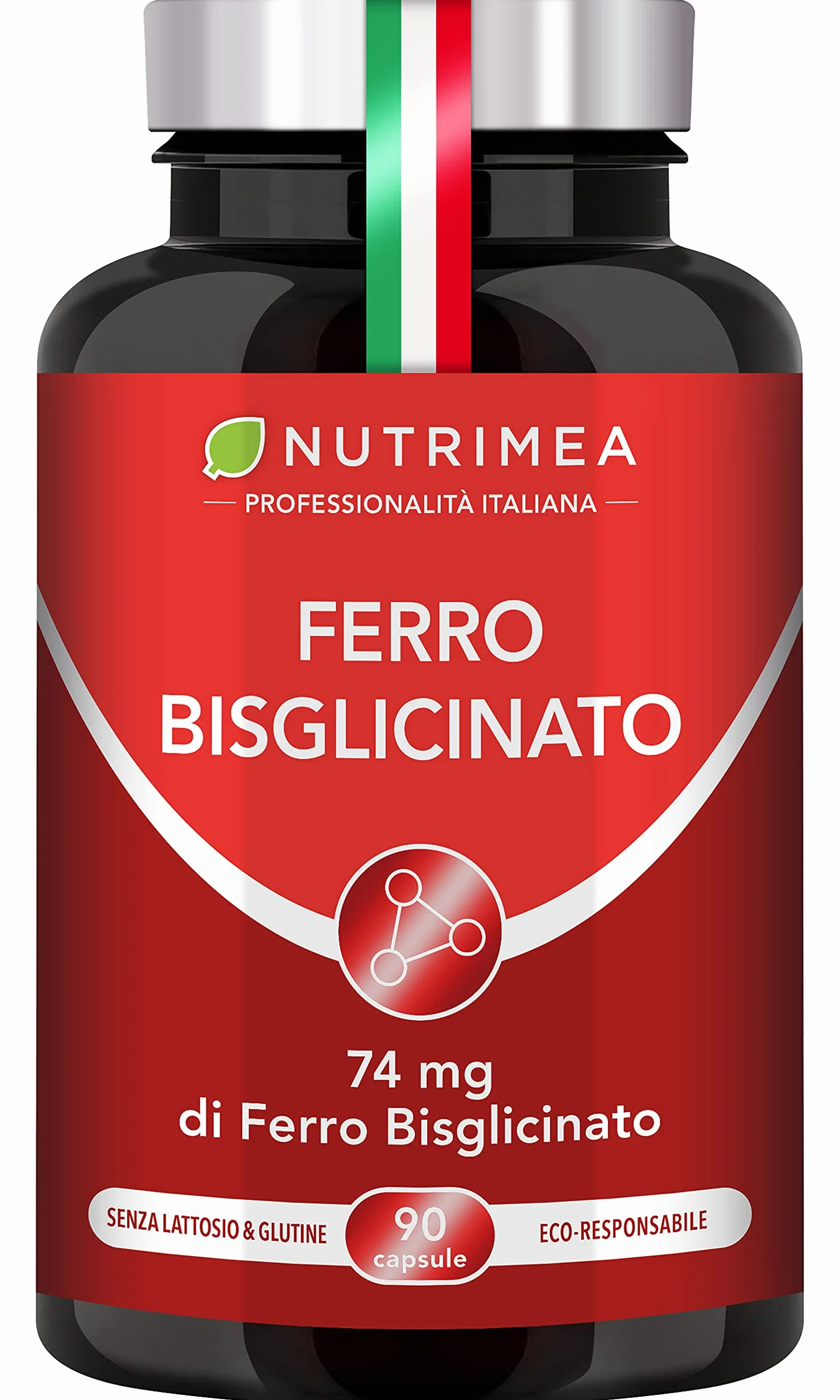 Ferro Bisglicinato | Integratore con Vitamina C | Per Stanchezza Fisica e Anemia | Elevata Tollerabilità Intestinale | Normale Funzione dei Glubuli Rossi e dell'Emoglobina | 90 Capsule