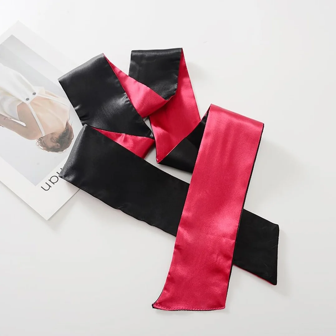 Maschera per dormire in raso copri occhi per donna e uomo benda viaggio nero bordeaux