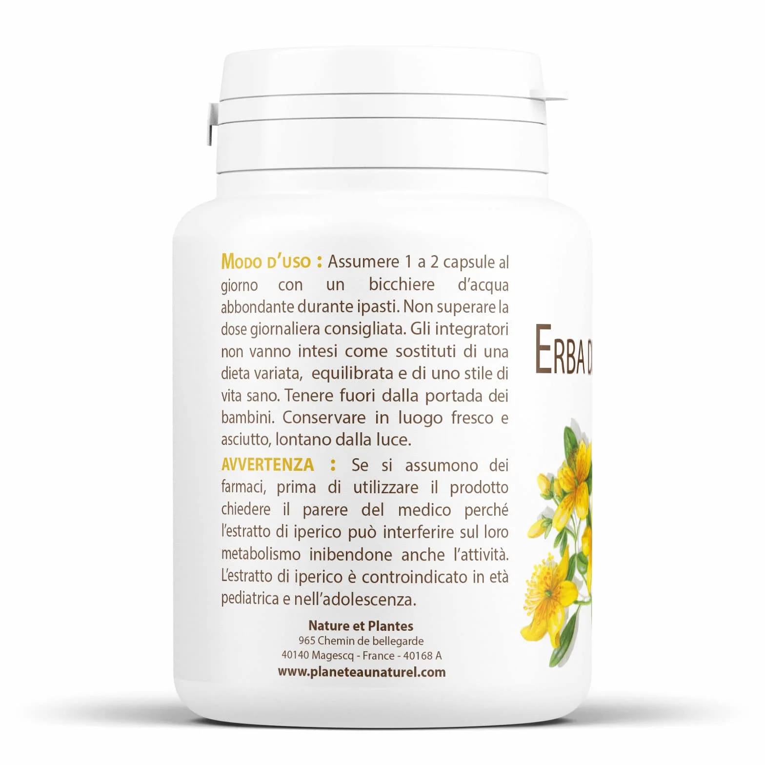 Erba di San Giovanni Bio 250mg - 100 capsule - Hypericum Perforatum - Natureen | Planète au Naturel