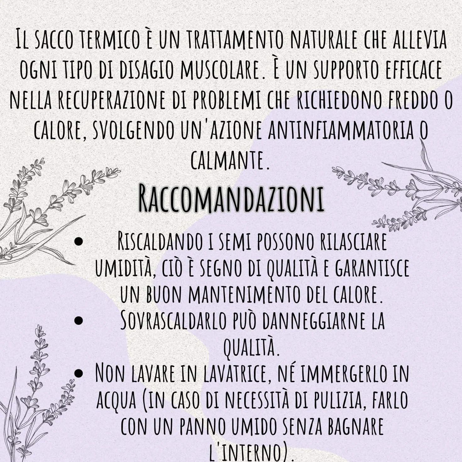 Sacchetto di semi per microonde fatto a mano in Spagna - Borsa termica multiuso per calore e freddo - Cuscino (13cm x 31cm) - 100% artigianale con semi naturali di lavanda