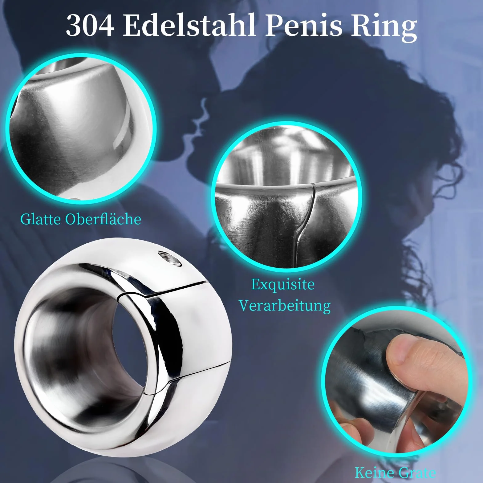 Anelli per testicoli spessi in acciaio inox Anello del pene Scroto pesato Ciondolo in metallo Giocattoli del sesso per uomini (M)