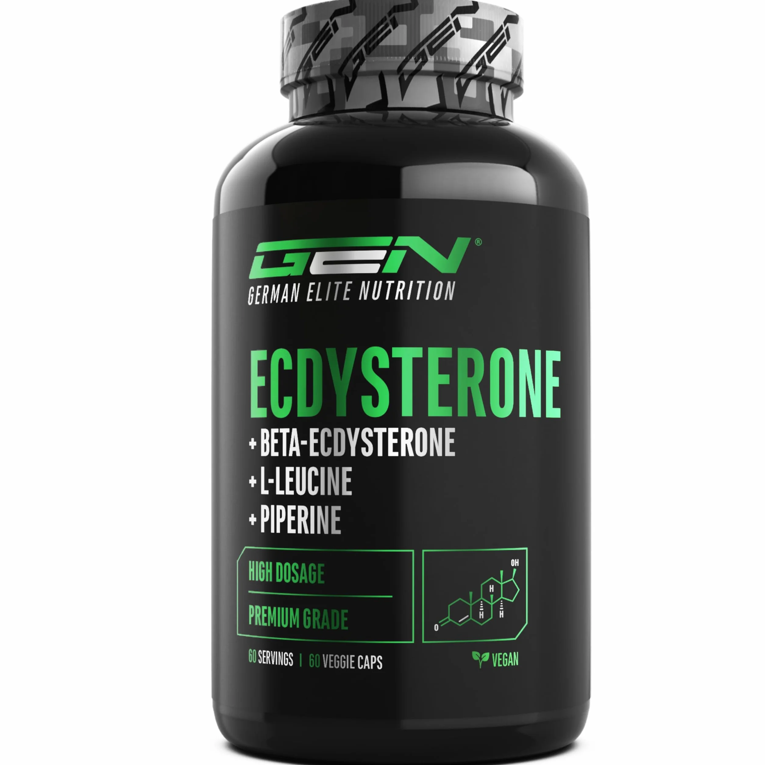 Complesso di ecdisterone - 760 mg per capsula – Con 90% beta-ecdisterone, L-leucina e piperina – Ad alto dosaggio & qualità premium - 60 capsule vegane